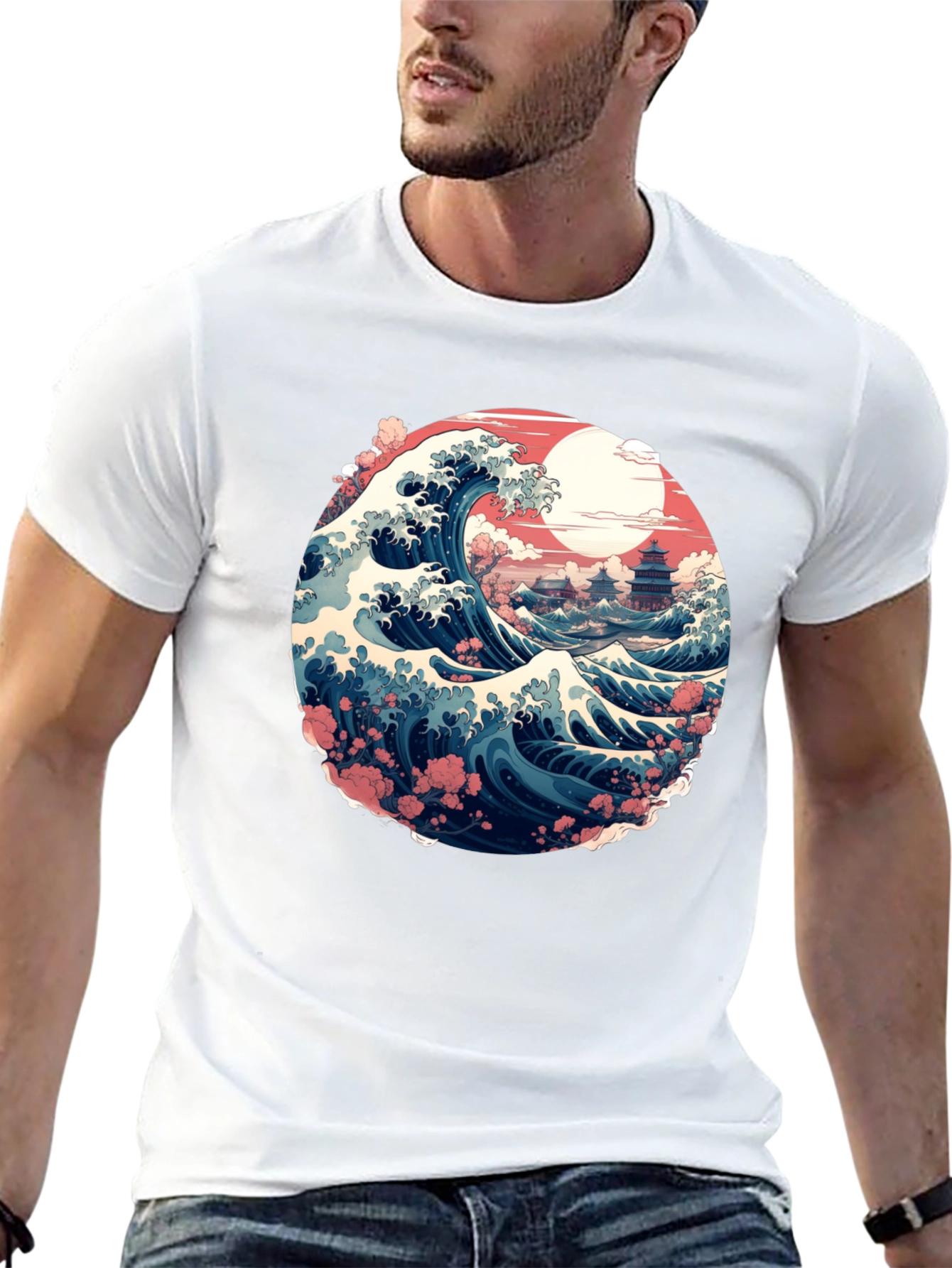 Great Wave Graphic Tee - Stylish Art Shirt