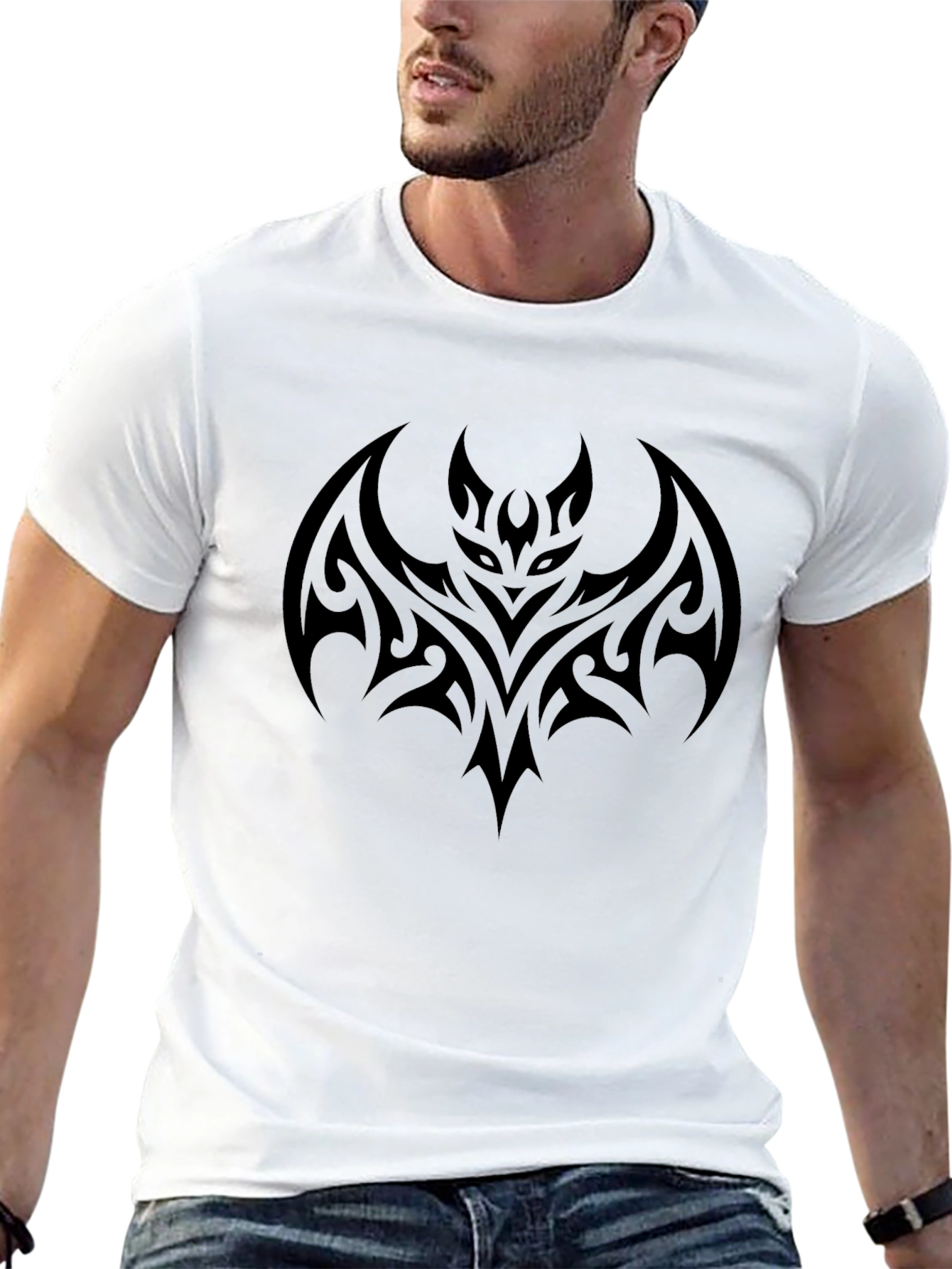 Tribal Bat Graphic Black T-Shirt