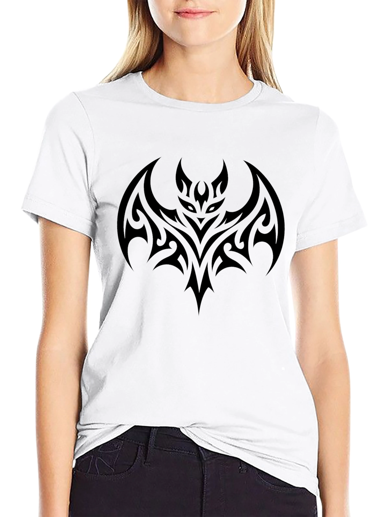 Tribal Bat Graphic Black T-Shirt