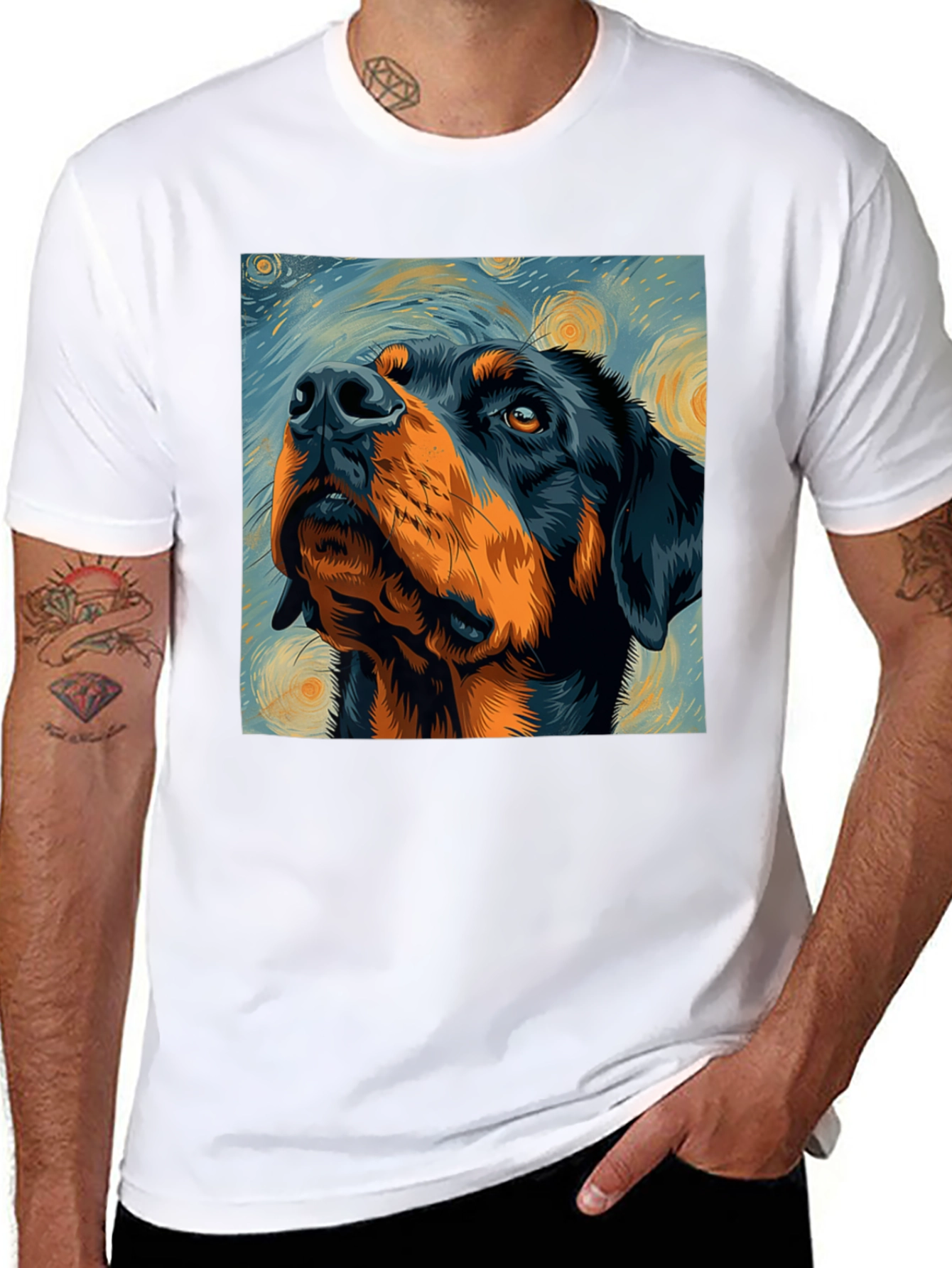Rottweiler Starry Night Black T-Shirt
