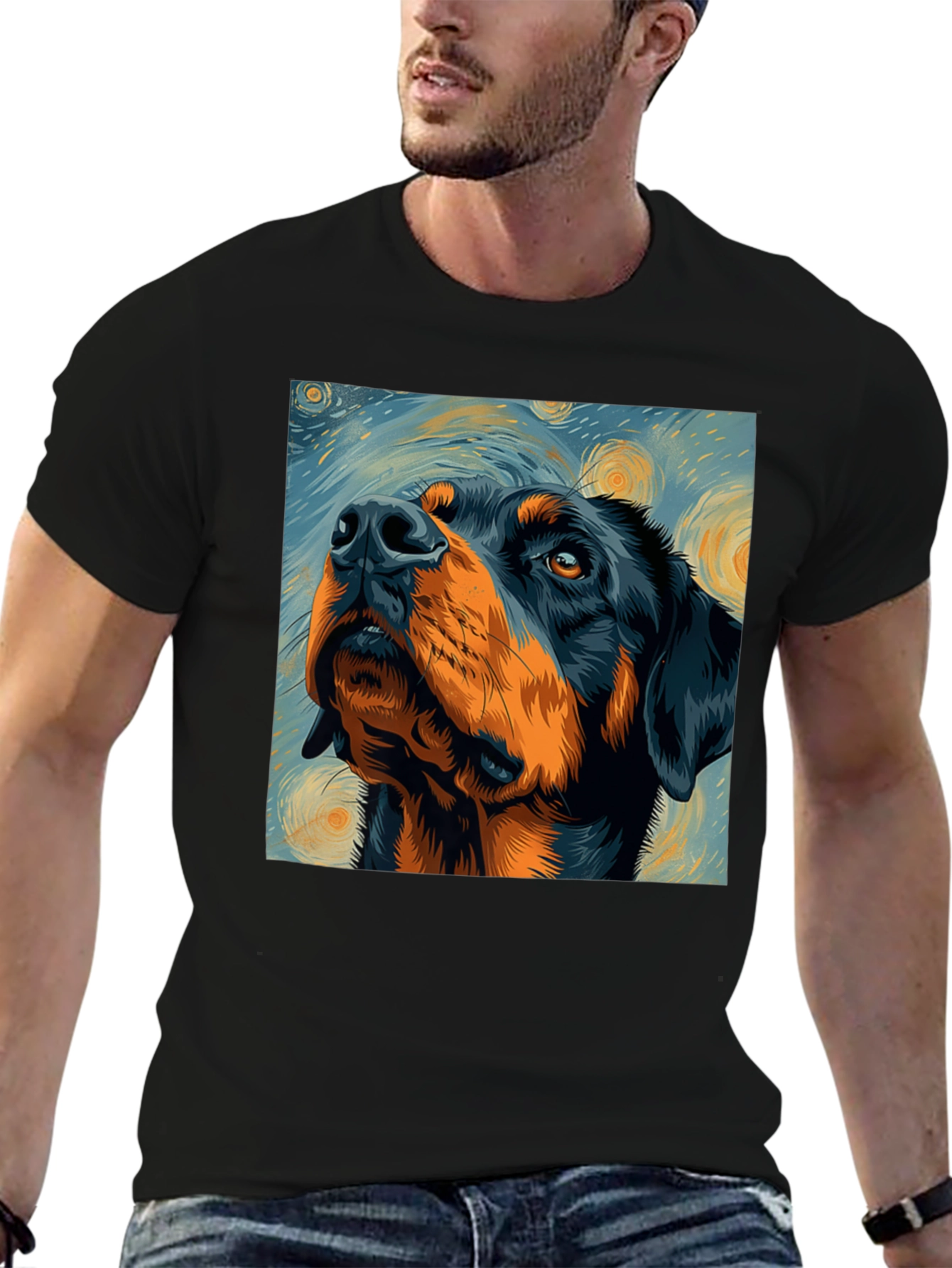 Rottweiler Starry Night Black T-Shirt
