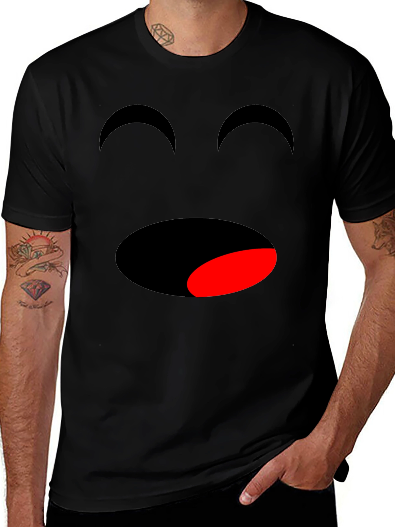 Funny Face Graphic T-Shirt - Black