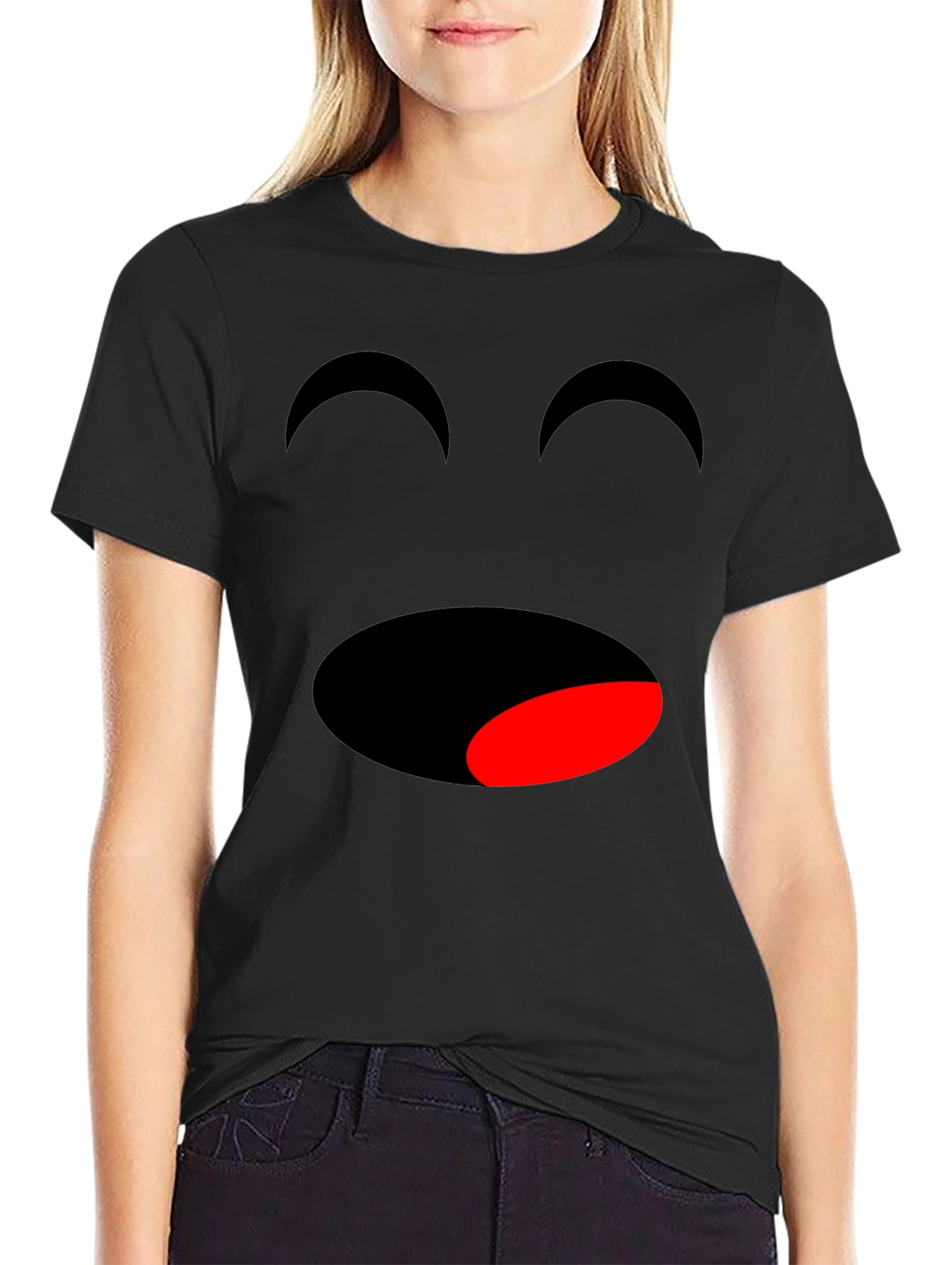 Funny Face Graphic T-Shirt - Black