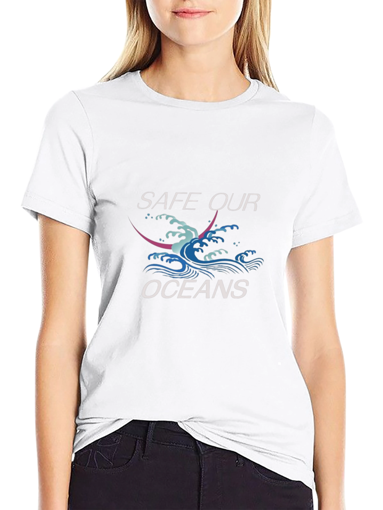 Save Our Oceans Graphic Print Crewneck T-Shirt