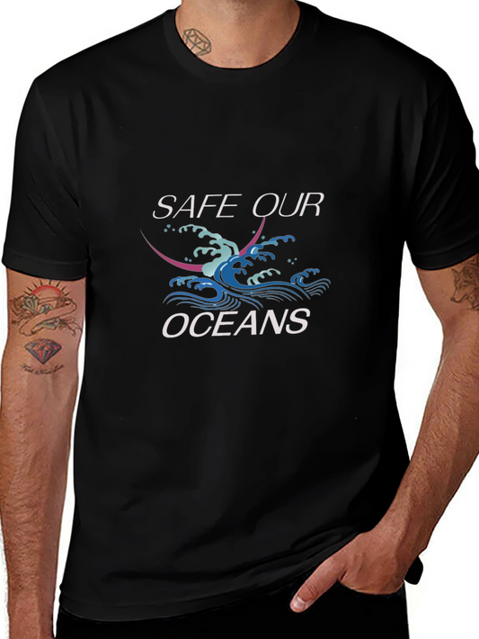 Save Our Oceans Graphic Print Crewneck T-Shirt