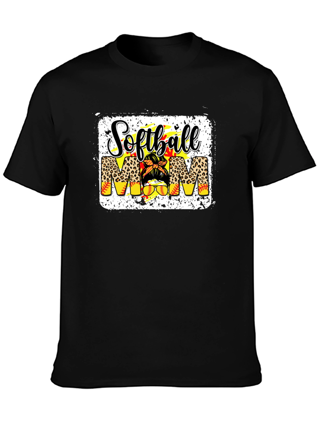 Softball Mom T-Shirt - Leopard Print