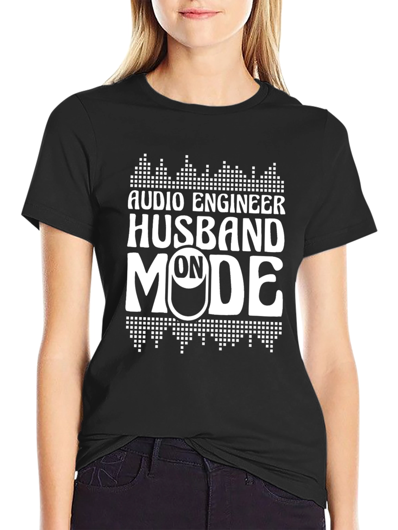 Audio Engineer Husband On Mode Black T-Shirt