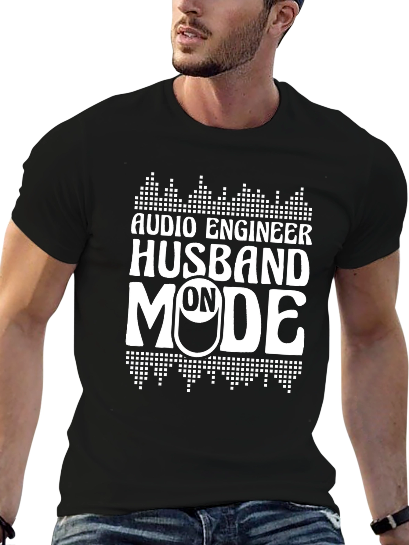 Audio Engineer Husband On Mode Black T-Shirt