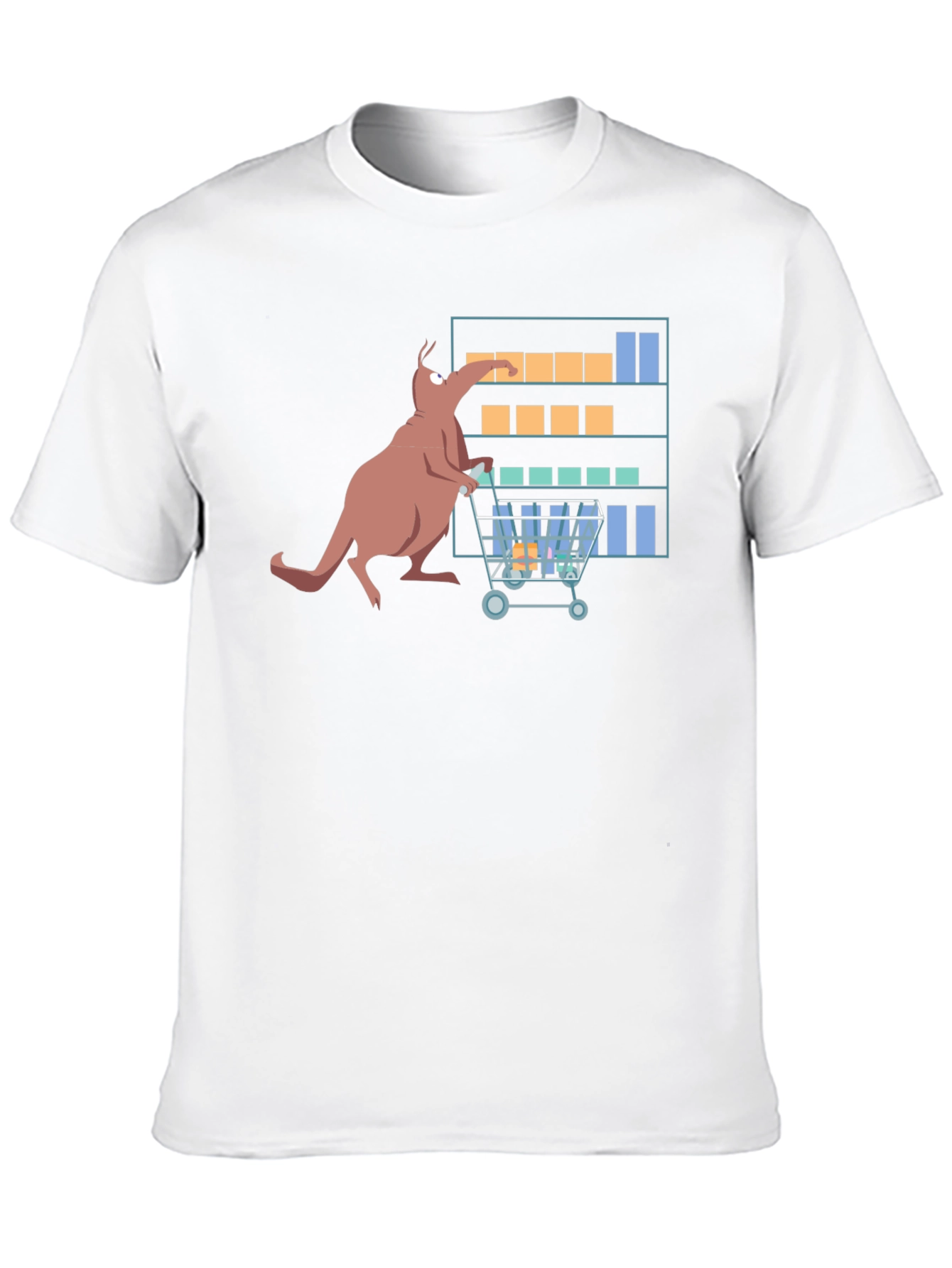 Kangaroo Shopping Cartoon Graphic T-Shirt