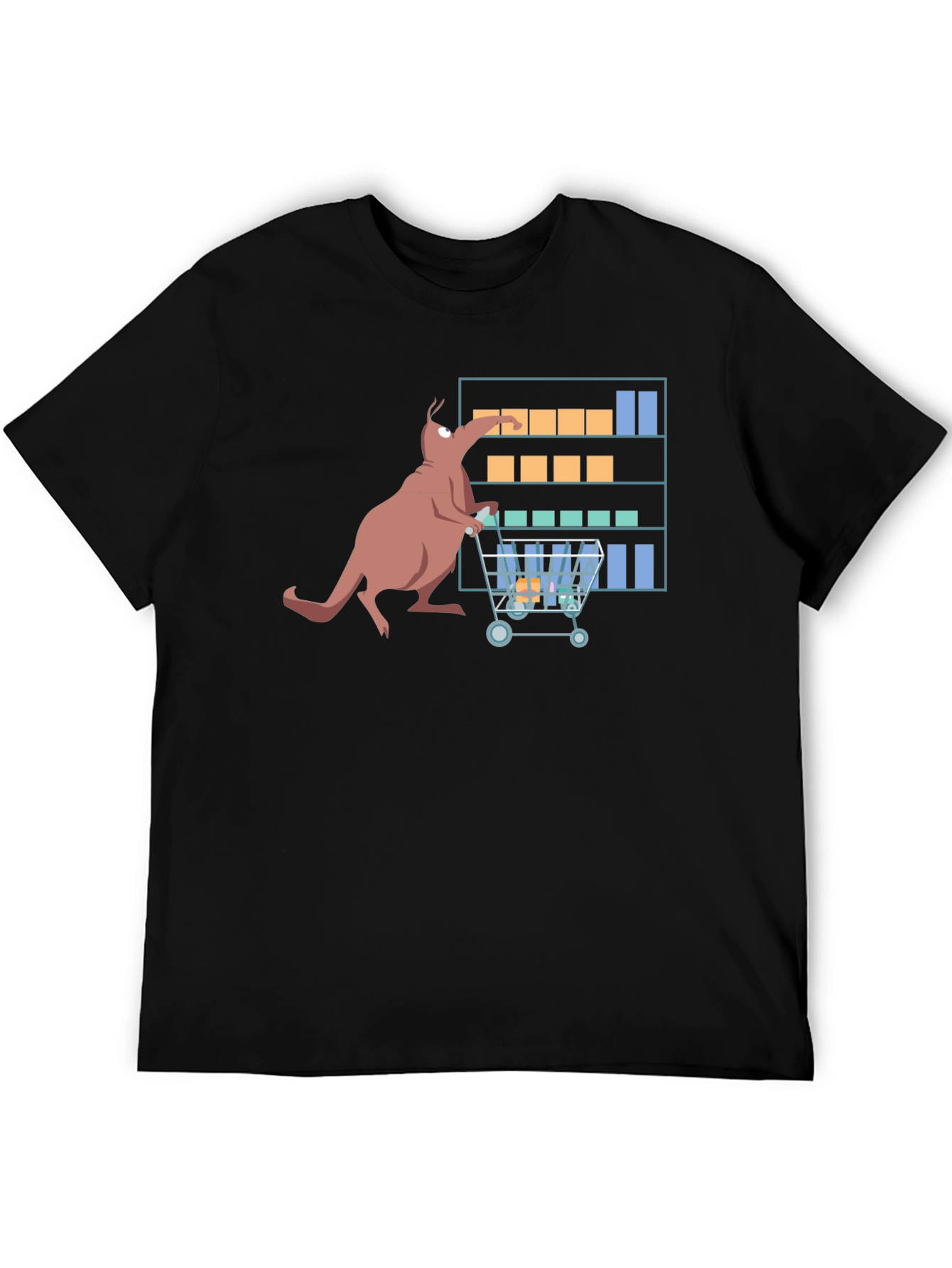 Kangaroo Shopping Cartoon Graphic T-Shirt