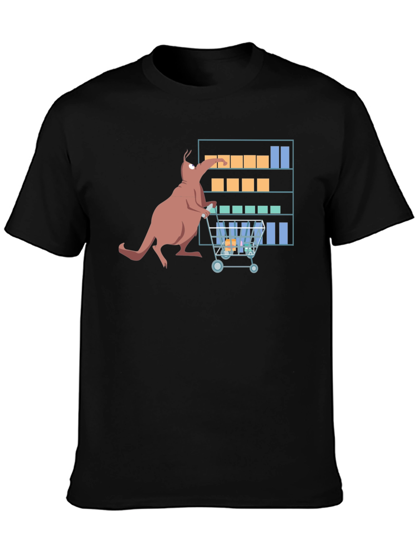 Kangaroo Shopping Cartoon Graphic T-Shirt