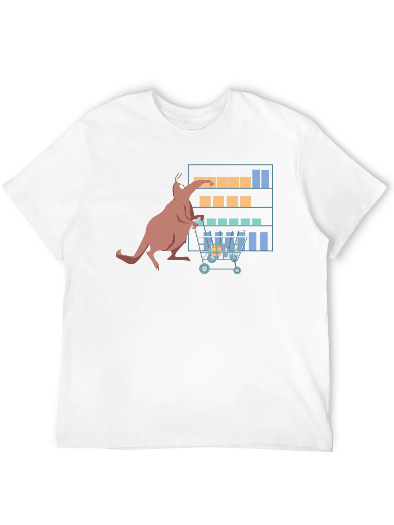 Kangaroo Shopping Cartoon Graphic T-Shirt