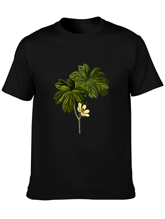 Botanical Flower Graphic Tee - Black
