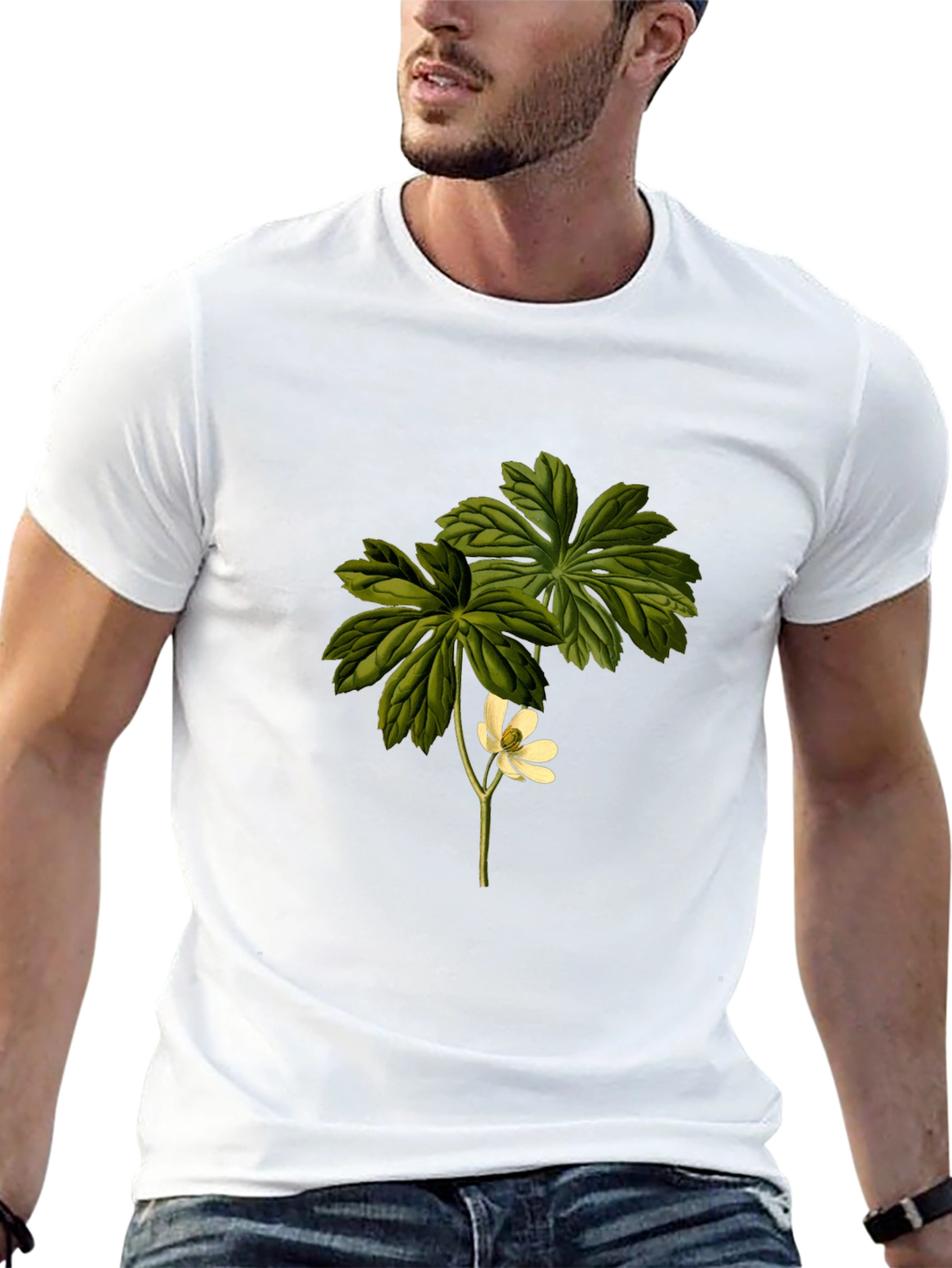Botanical Flower Graphic Tee - Black