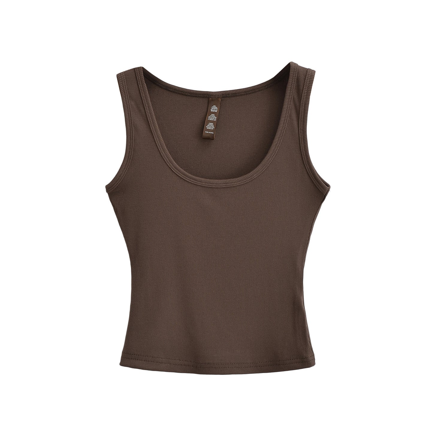 U-neck slim fit short sleeveless vest women's solid color tight suspender top