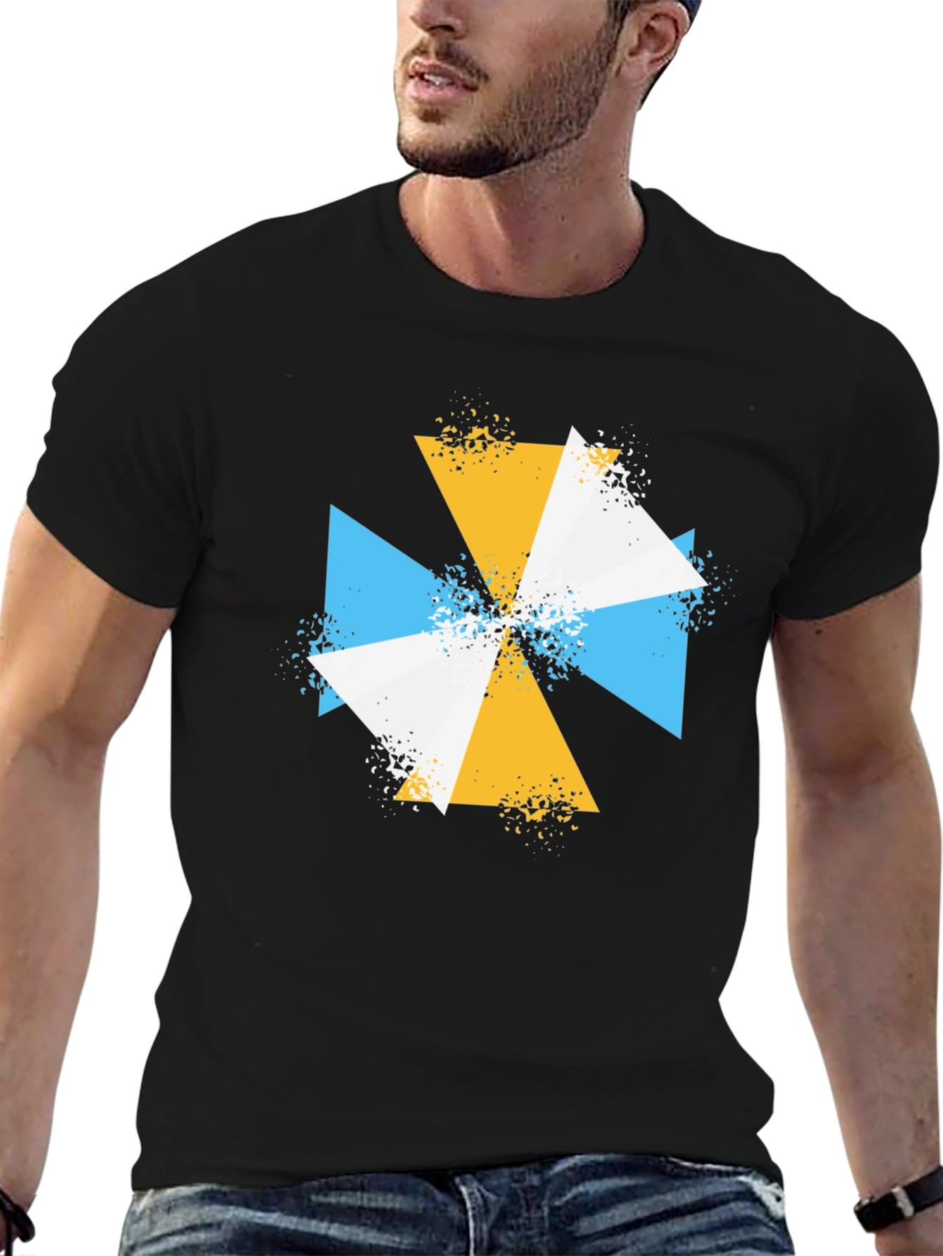 Geometric Triangle T-Shirt - Modern Abstract Design