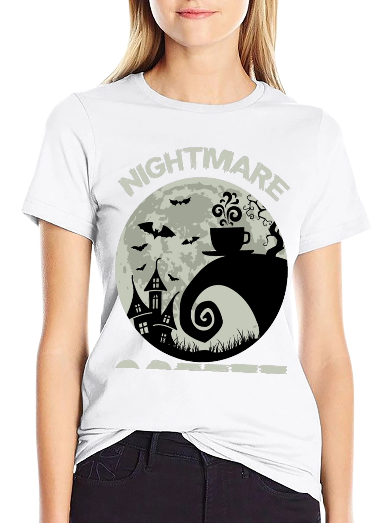 Nightmare Coffee T-Shirt - Halloween Yin Yang Design
