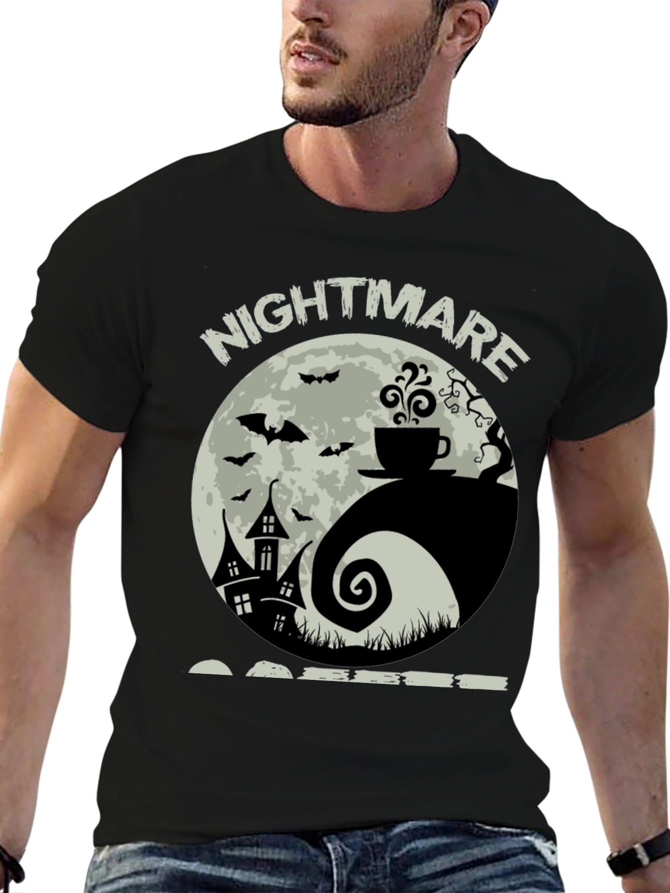 Nightmare Coffee T-Shirt - Halloween Yin Yang Design