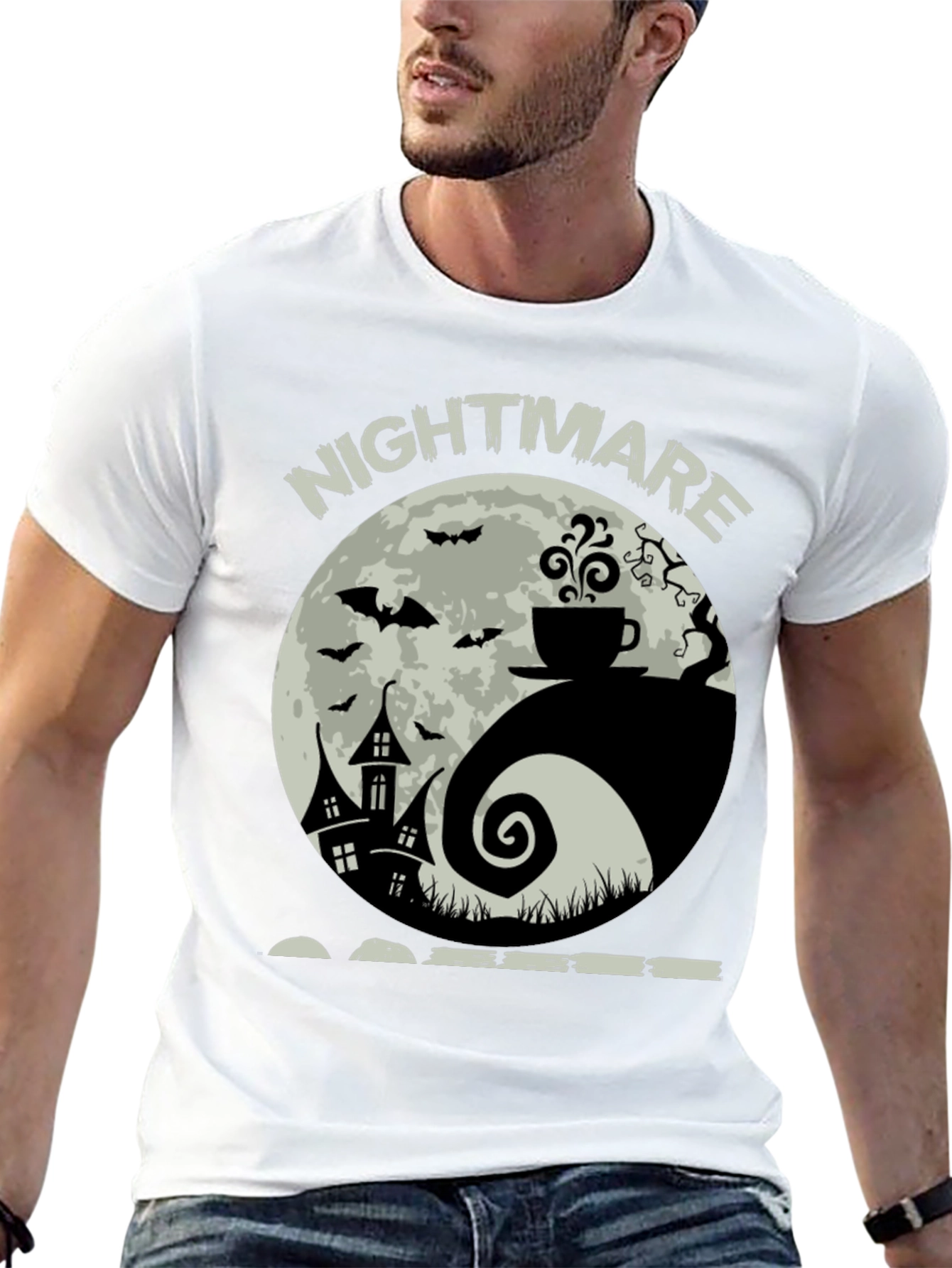 Nightmare Coffee T-Shirt - Halloween Yin Yang Design