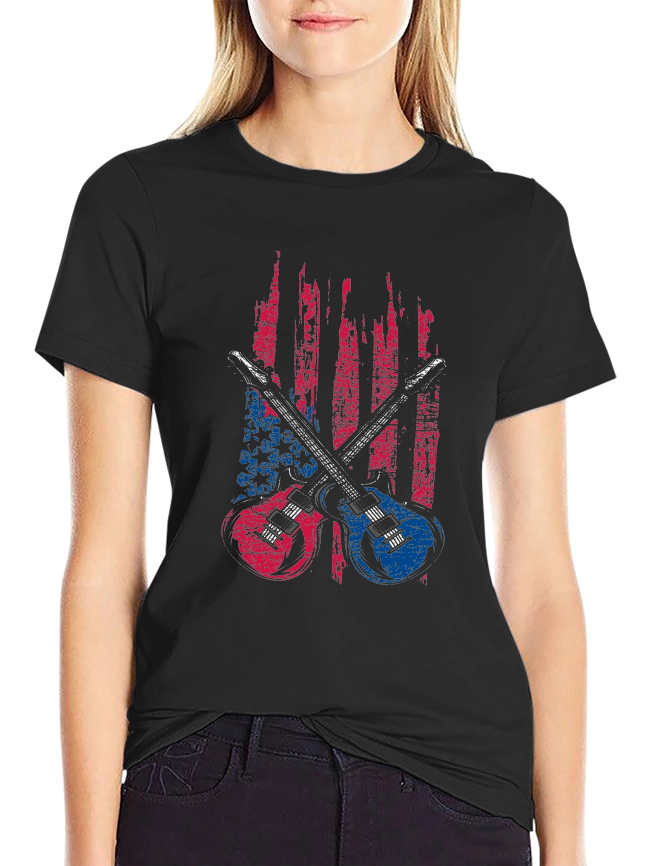 American Flag Guitar Graphic Tee