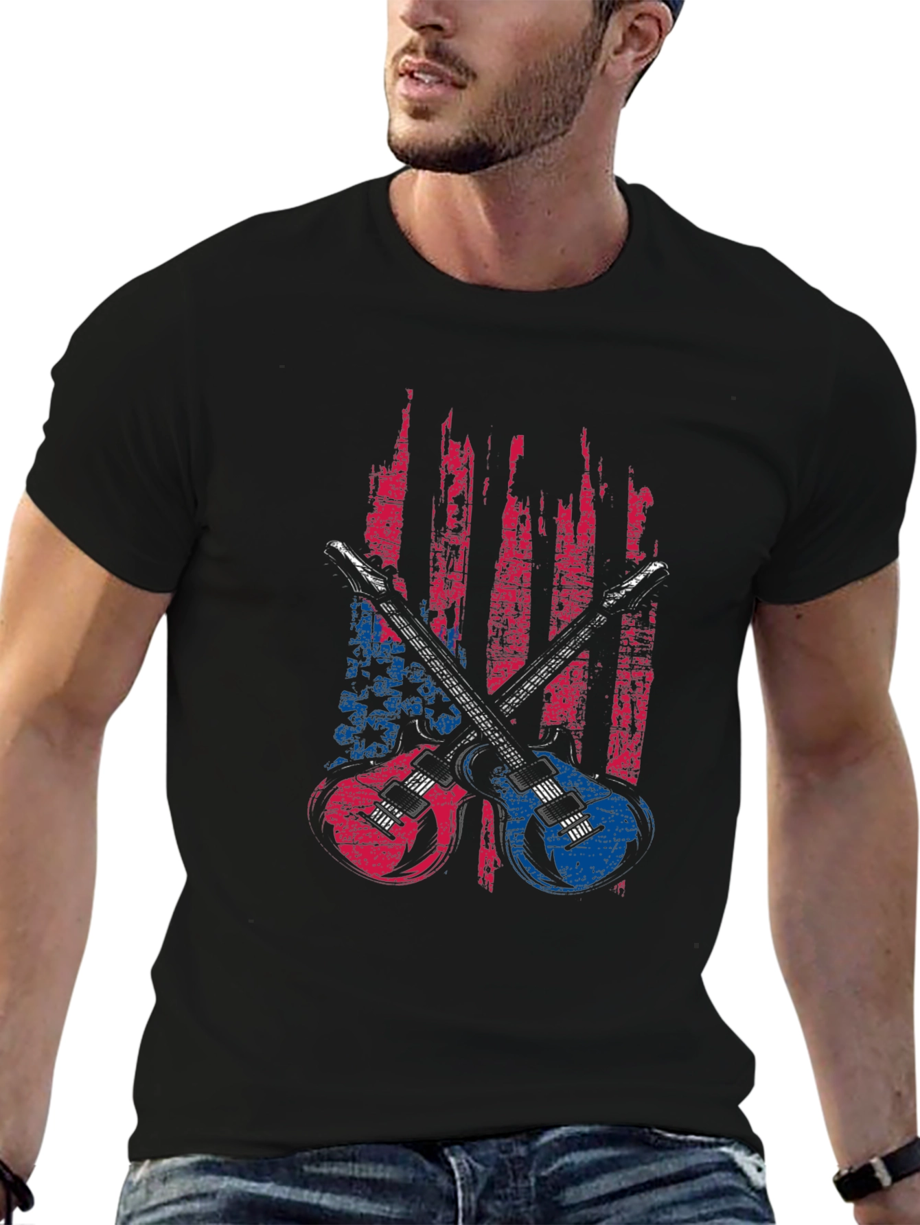 American Flag Guitar Graphic Tee