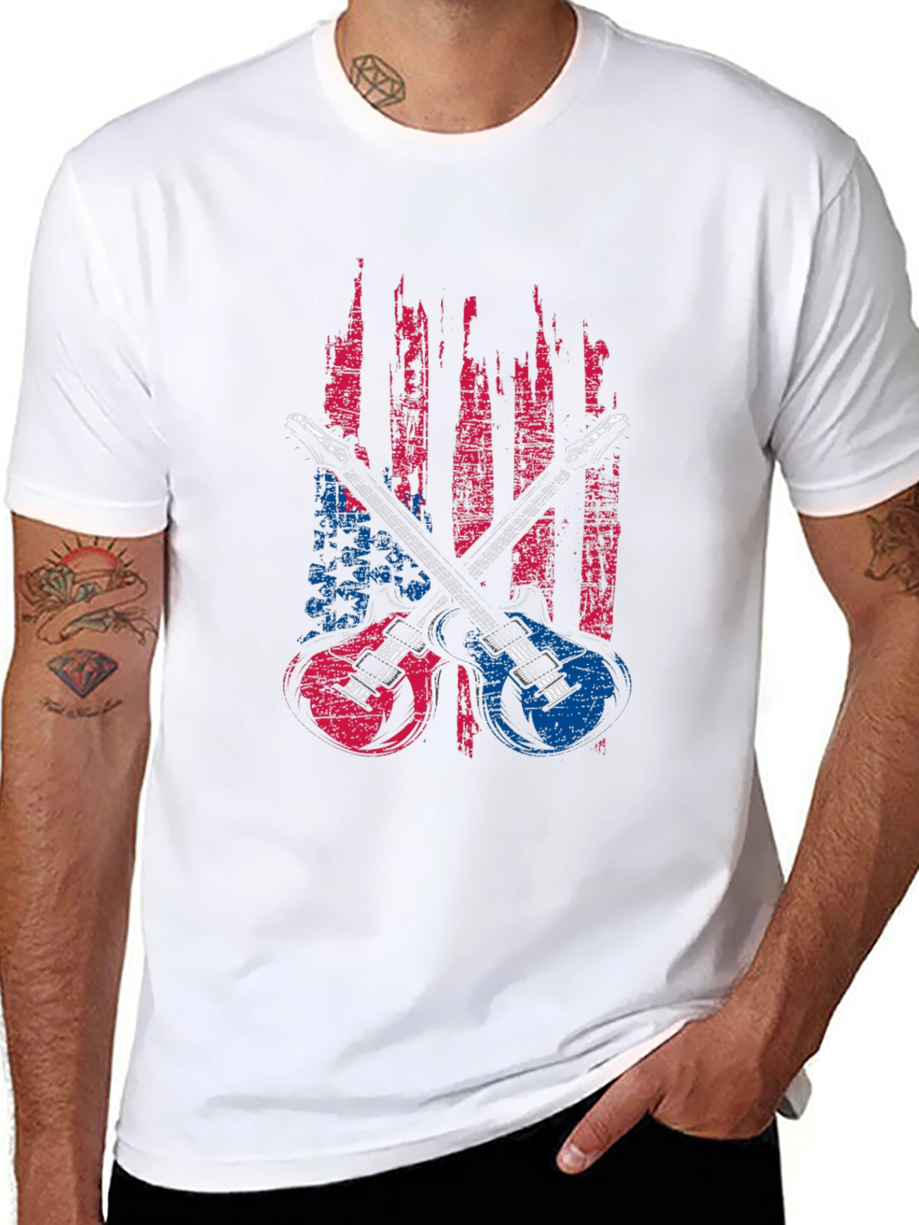 American Flag Guitar Graphic Tee