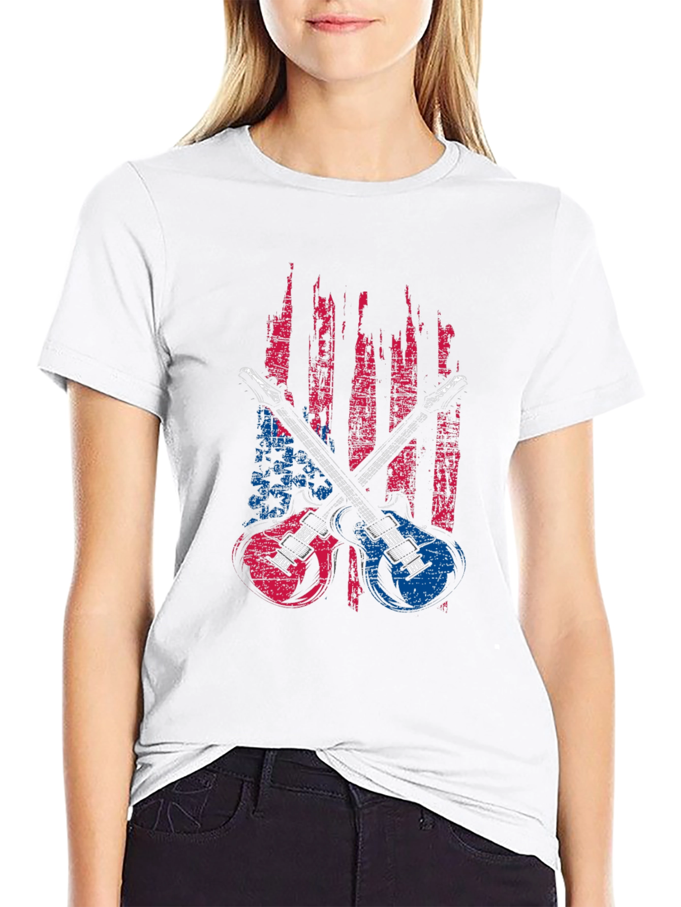 American Flag Guitar Graphic Tee