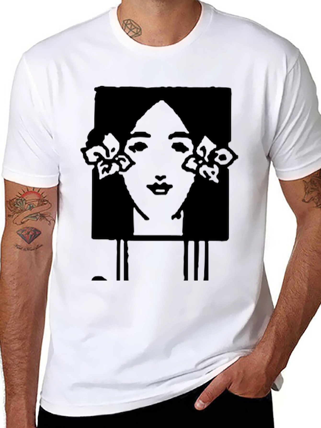 Art Nouveau Woman Black Graphic Tee