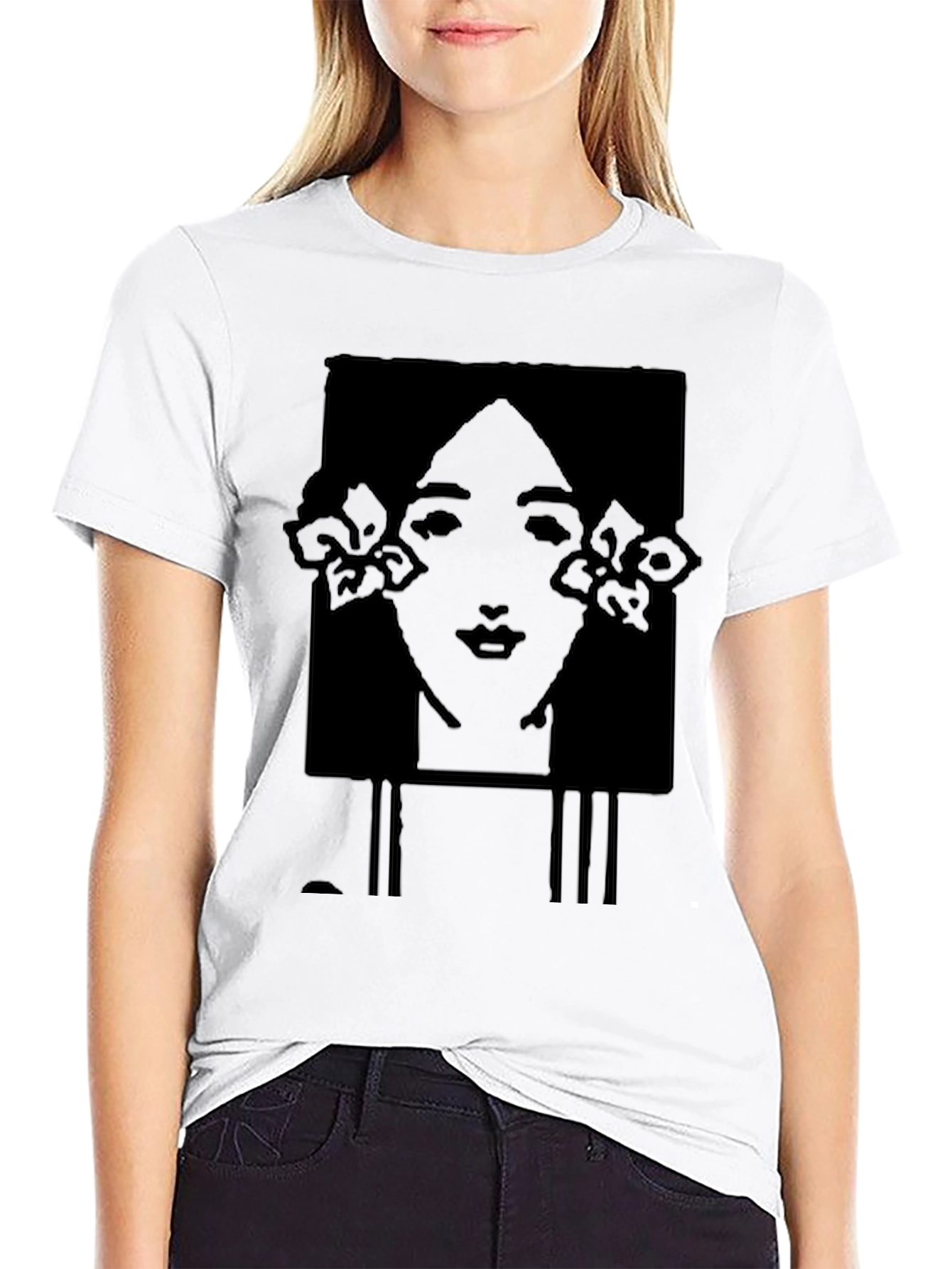 Art Nouveau Woman Black Graphic Tee