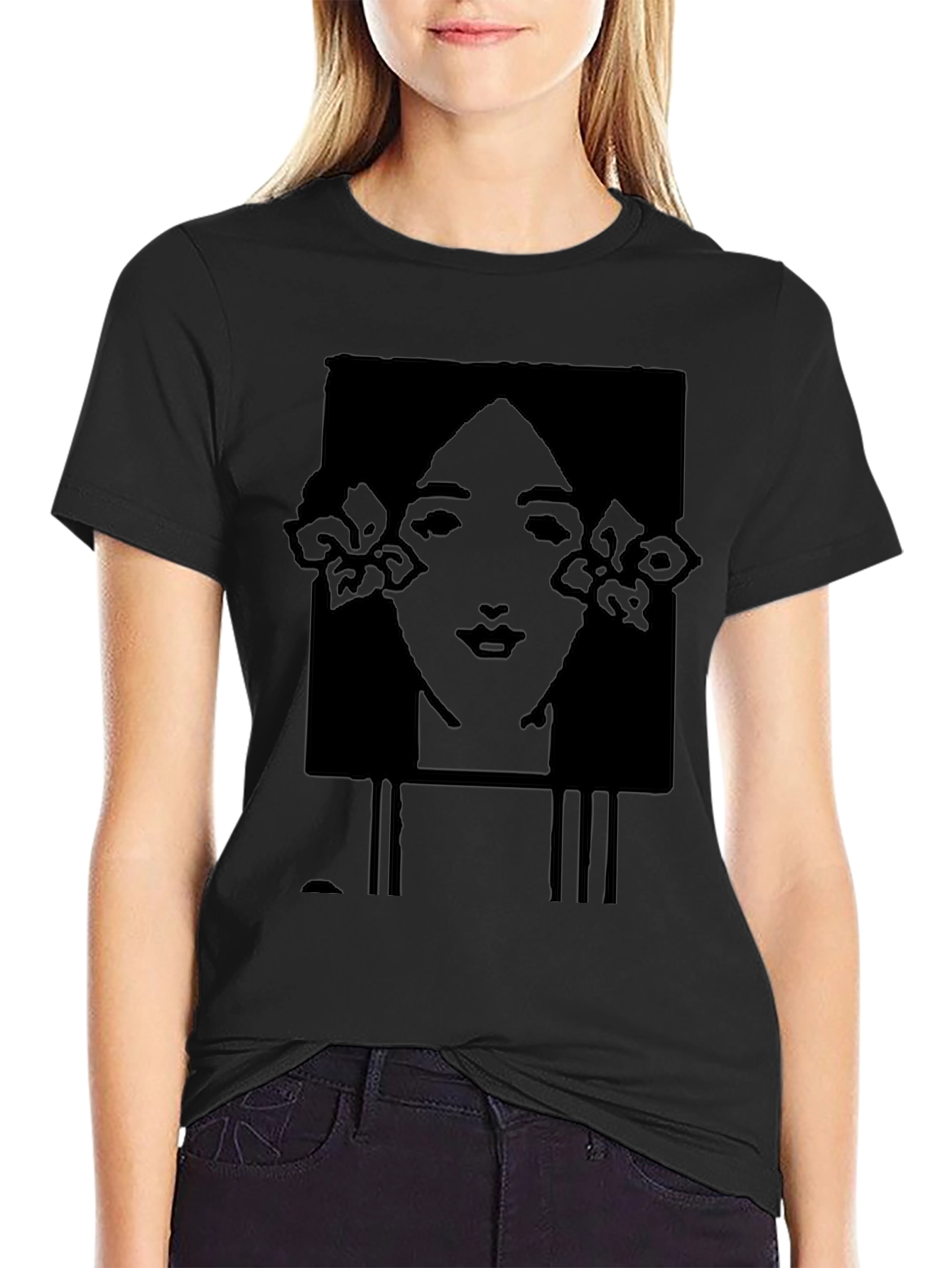 Art Nouveau Woman Black Graphic Tee