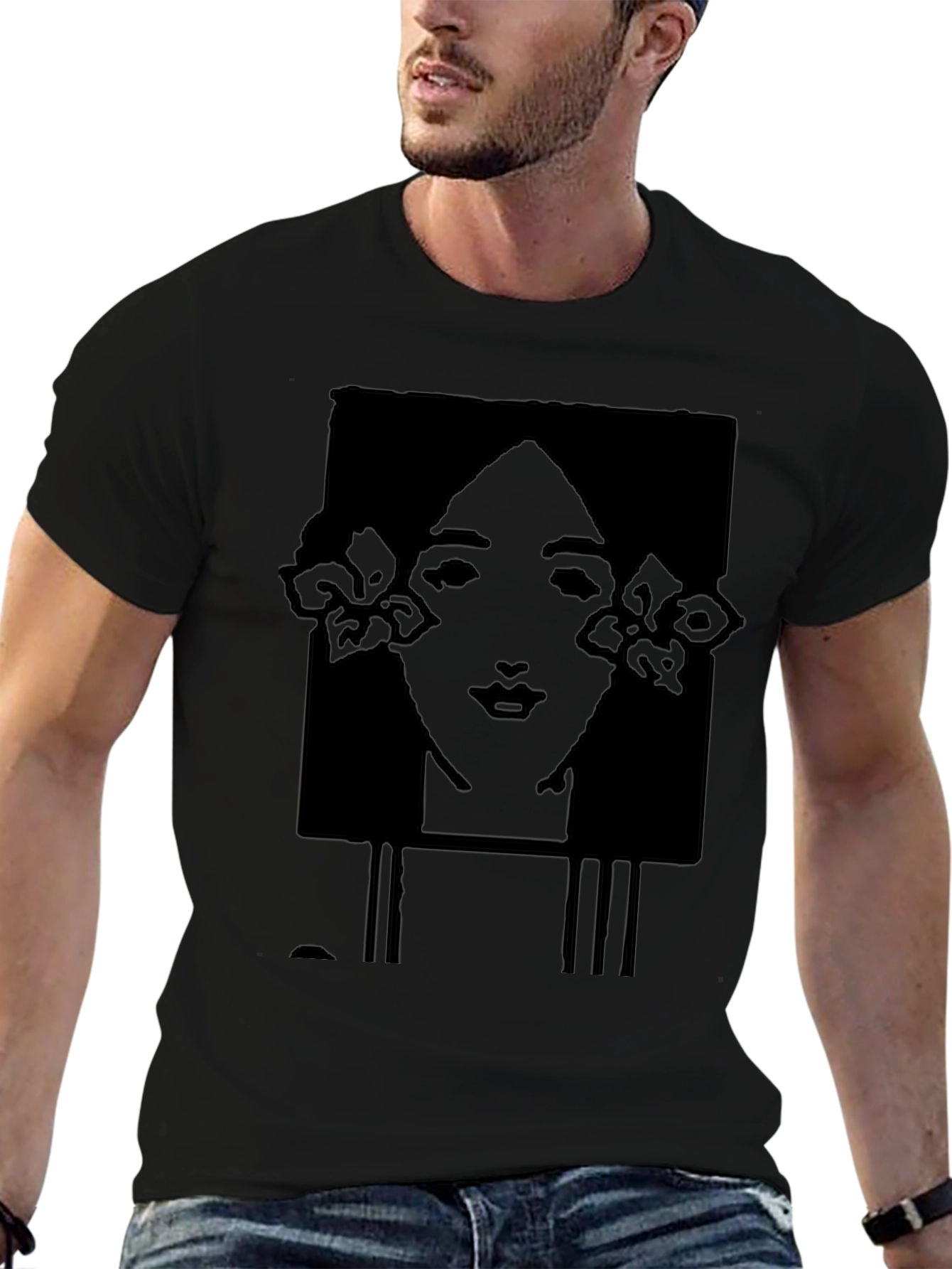 Art Nouveau Woman Black Graphic Tee