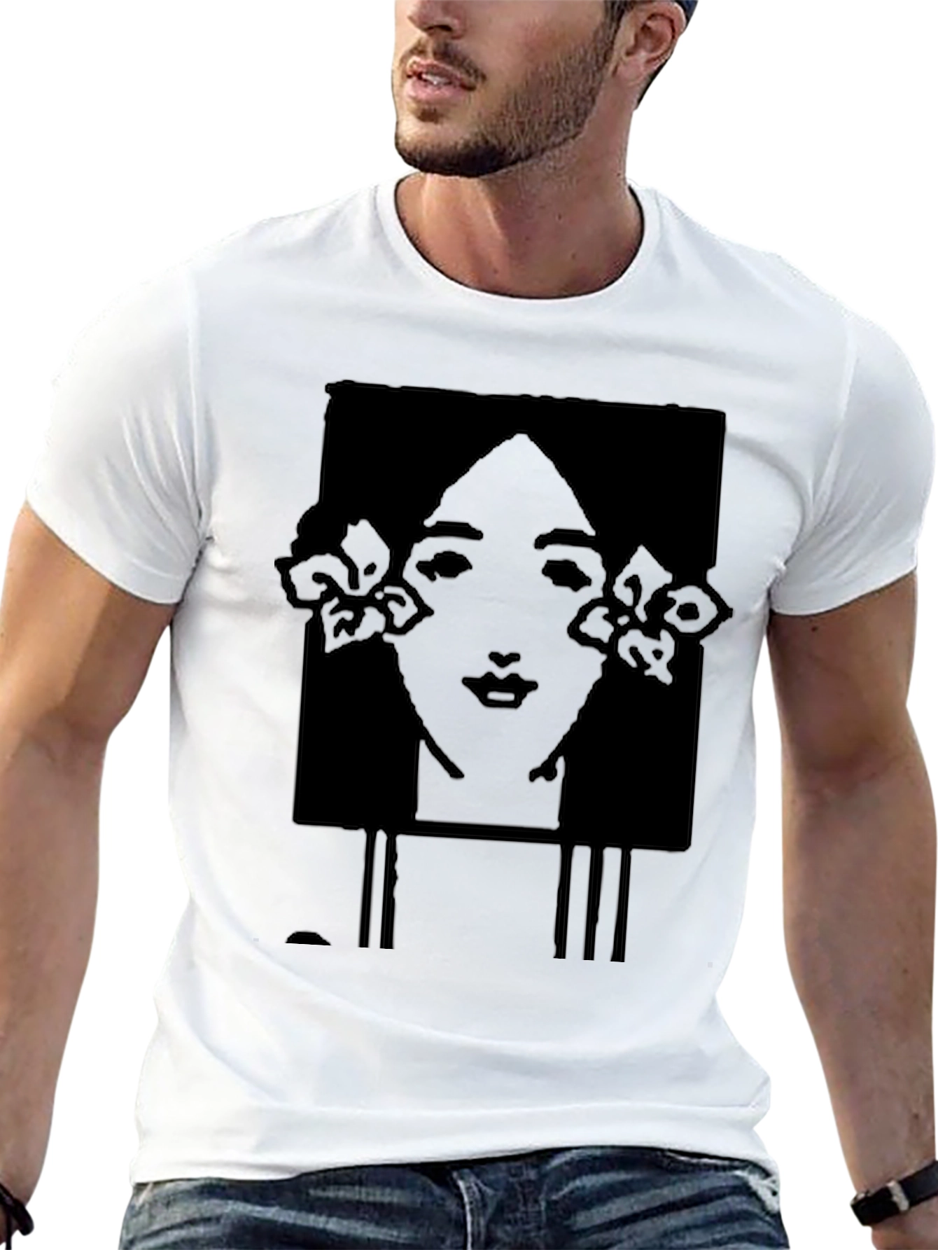 Art Nouveau Woman Black Graphic Tee