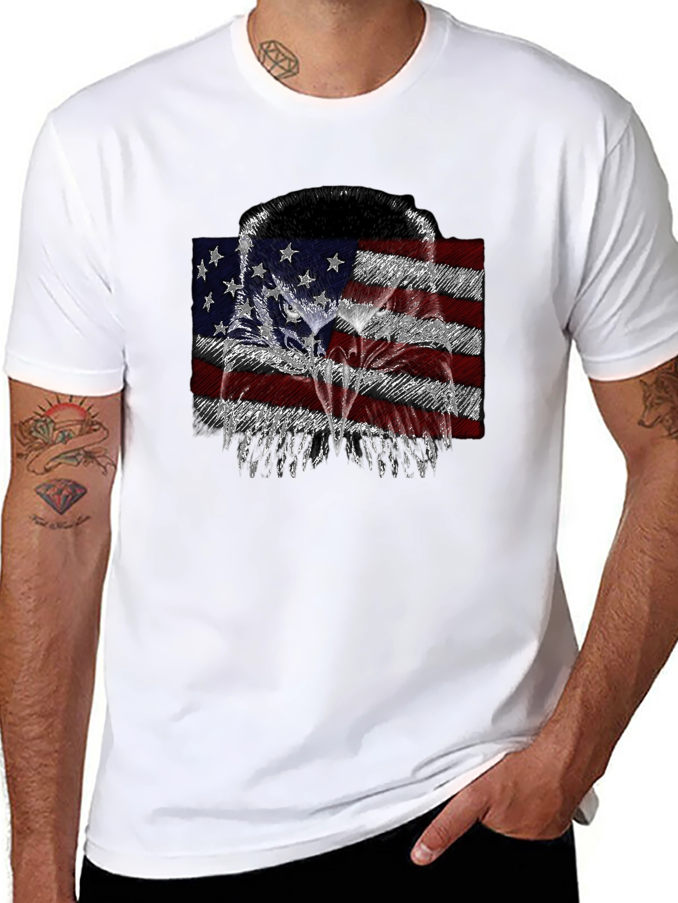 American Flag Eagle Graphic T-Shirt