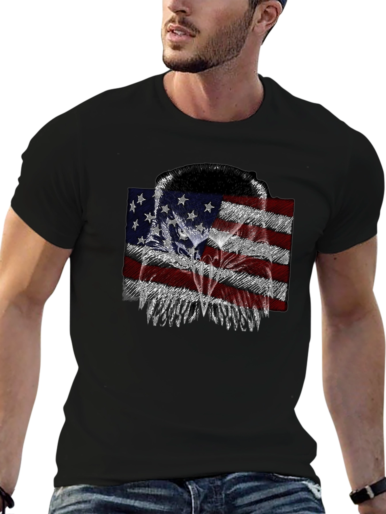 American Flag Eagle Graphic T-Shirt