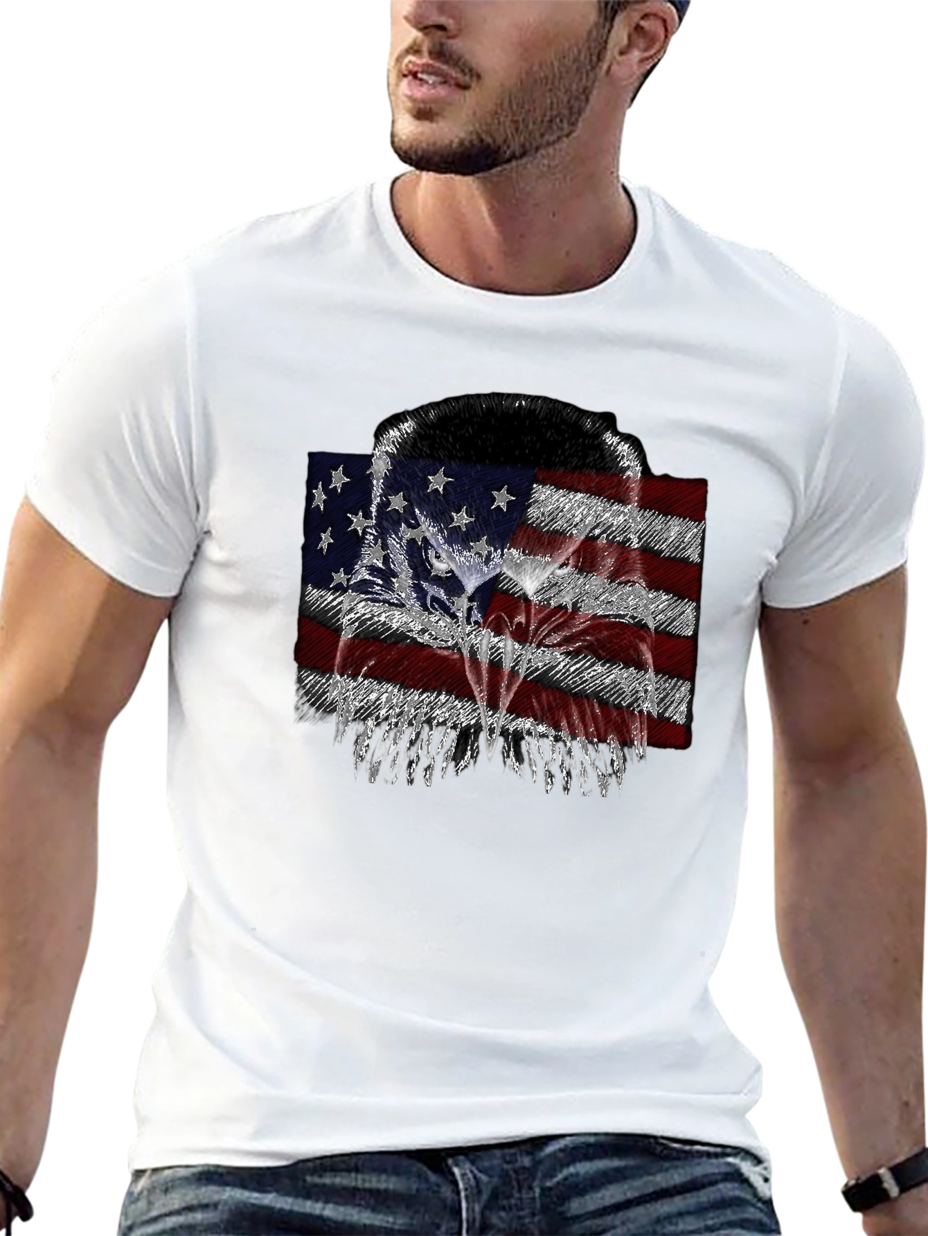 American Flag Eagle Graphic T-Shirt