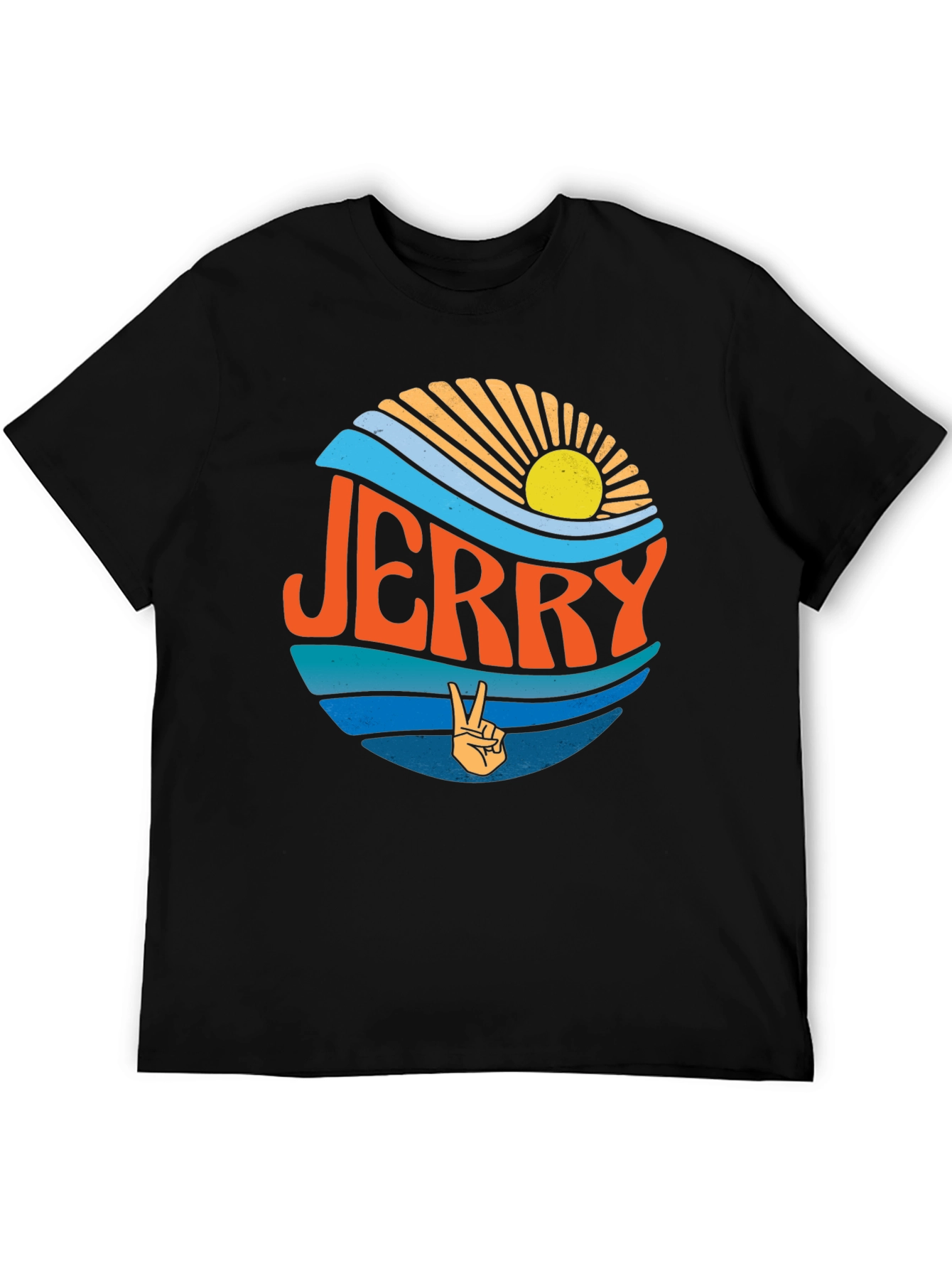 Jerry Peace Sign Graphic Tee - Retro Style