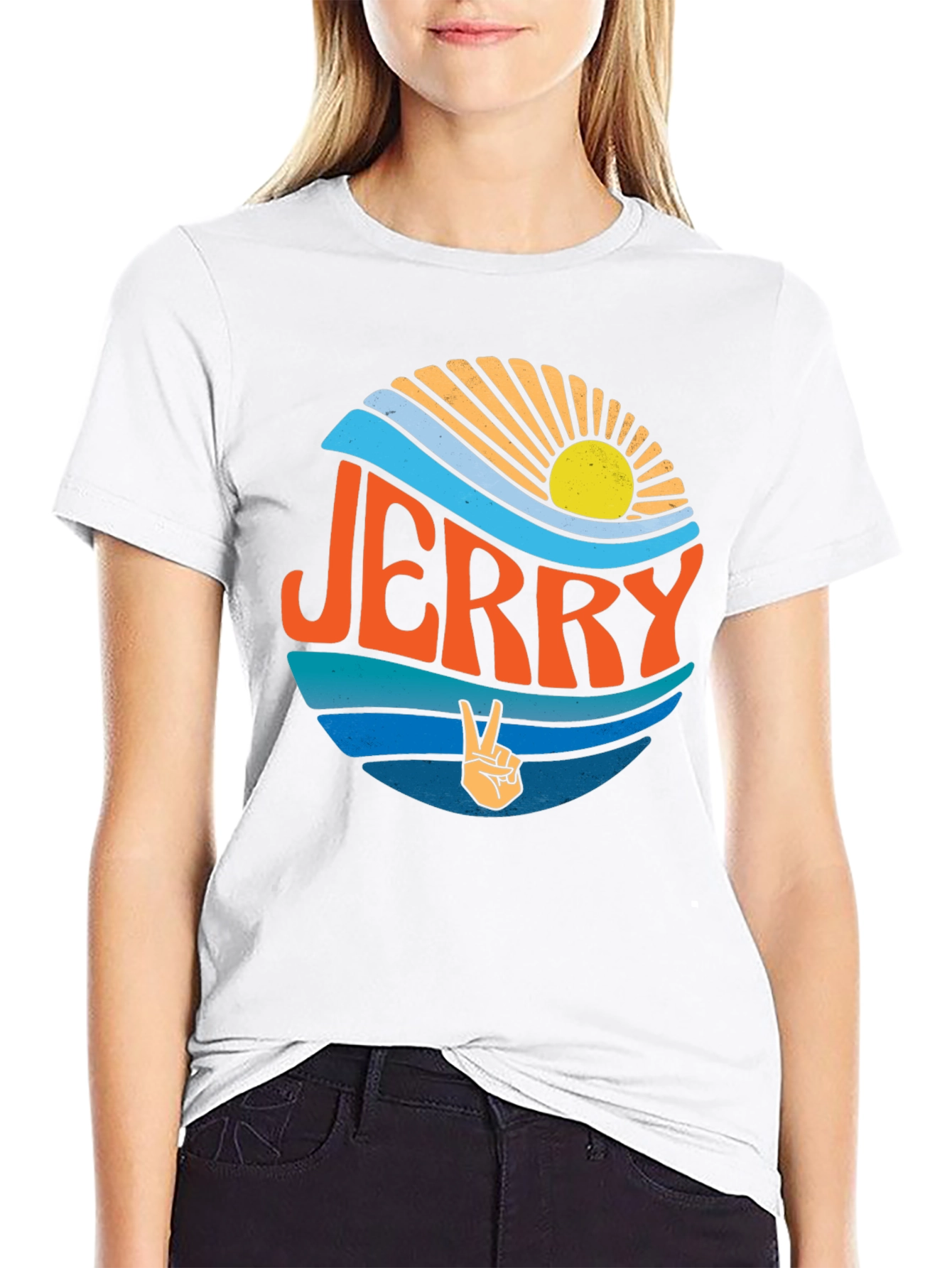 Jerry Peace Sign Graphic Tee - Retro Style