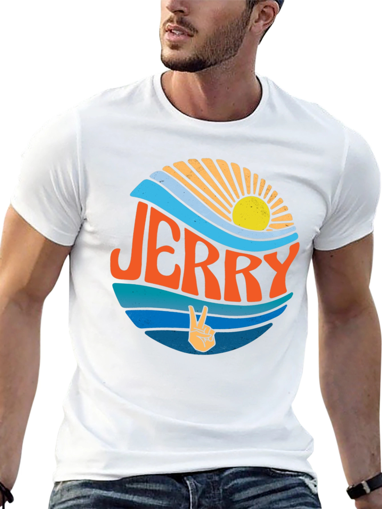 Jerry Peace Sign Graphic Tee - Retro Style