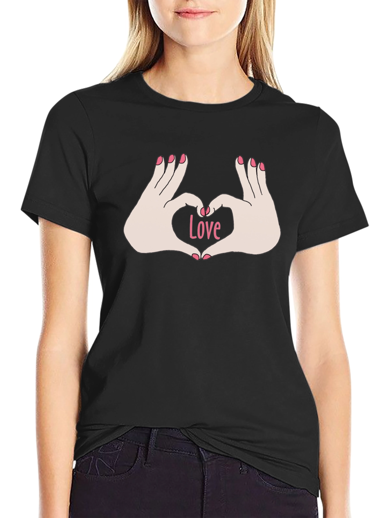 Love Hands Graphic Tee - Stylish Black T-Shirt