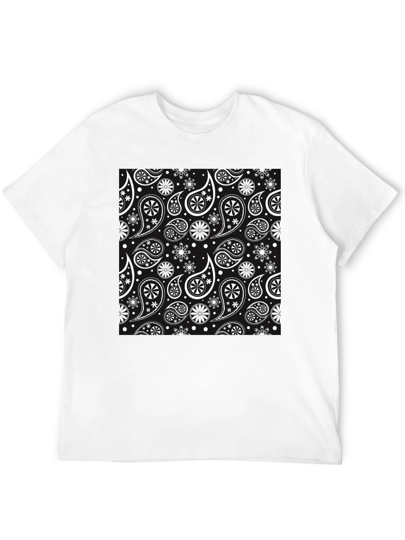Stylish Paisley Patterned Black T-Shirt
