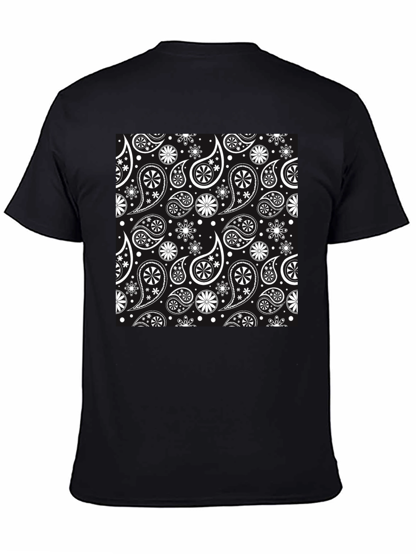 Stylish Paisley Patterned Black T-Shirt