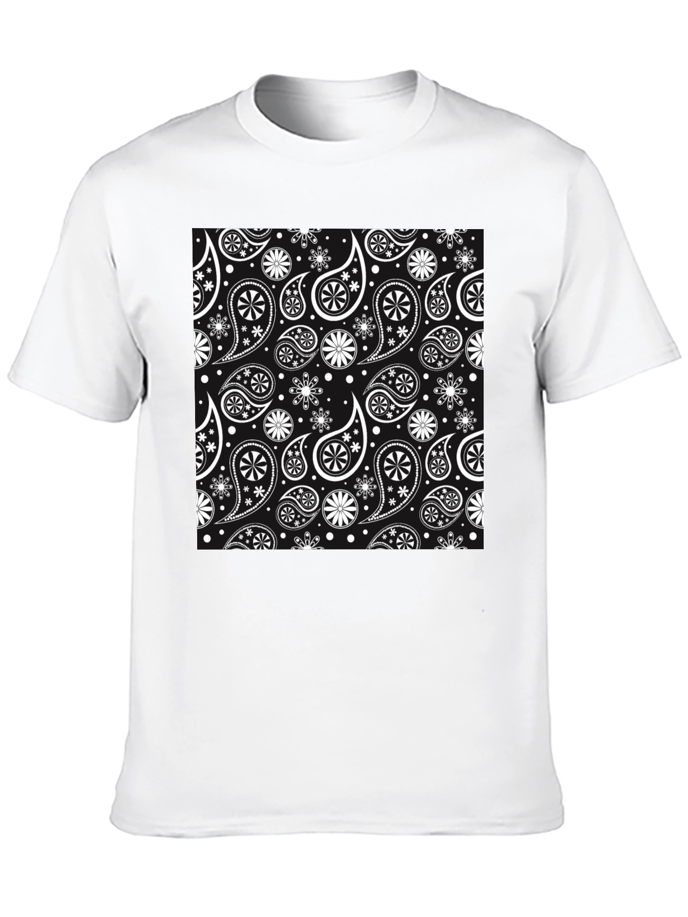 Stylish Paisley Patterned Black T-Shirt