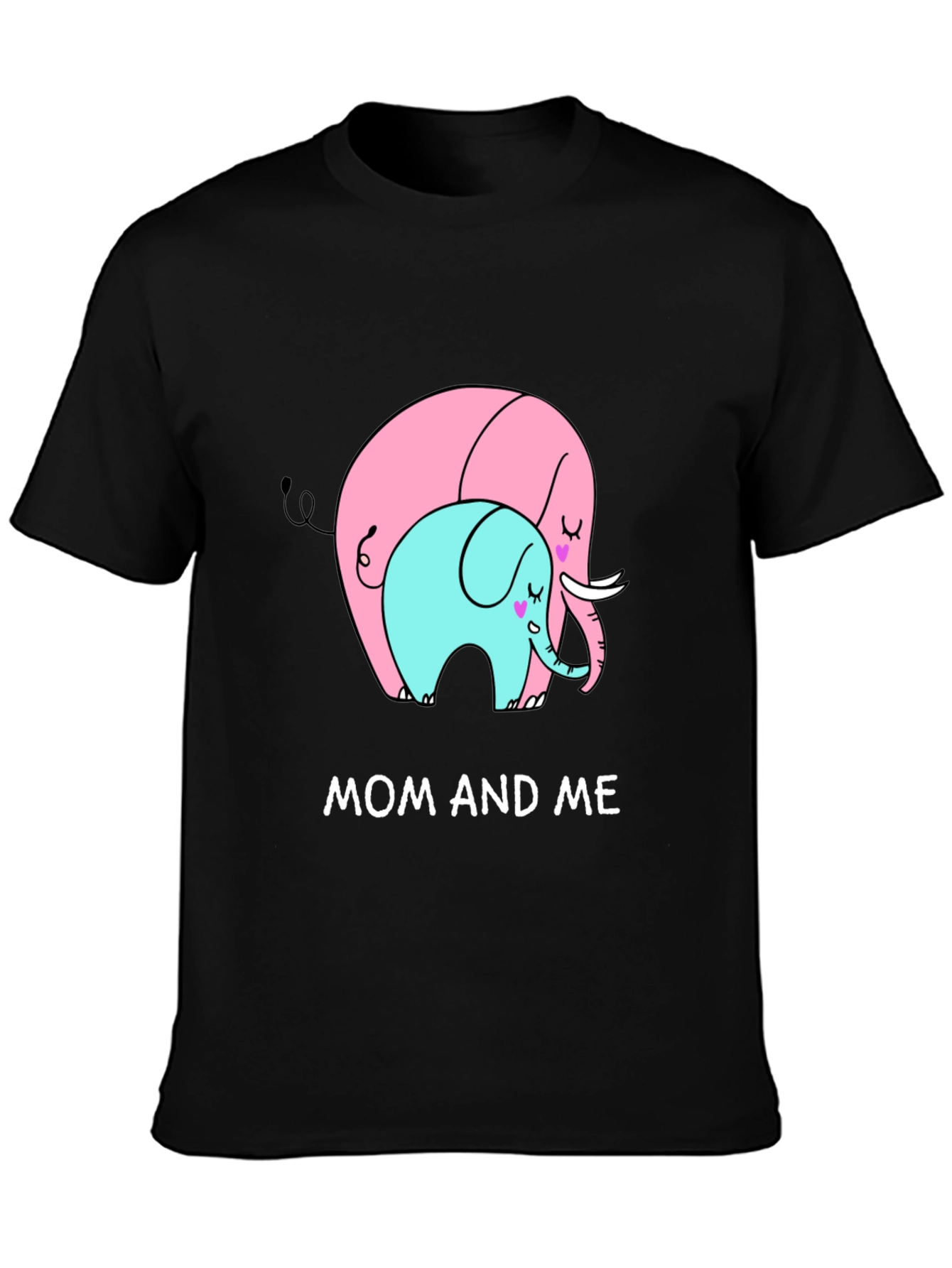 Mom and Me Elephant Graphic Tee - Black