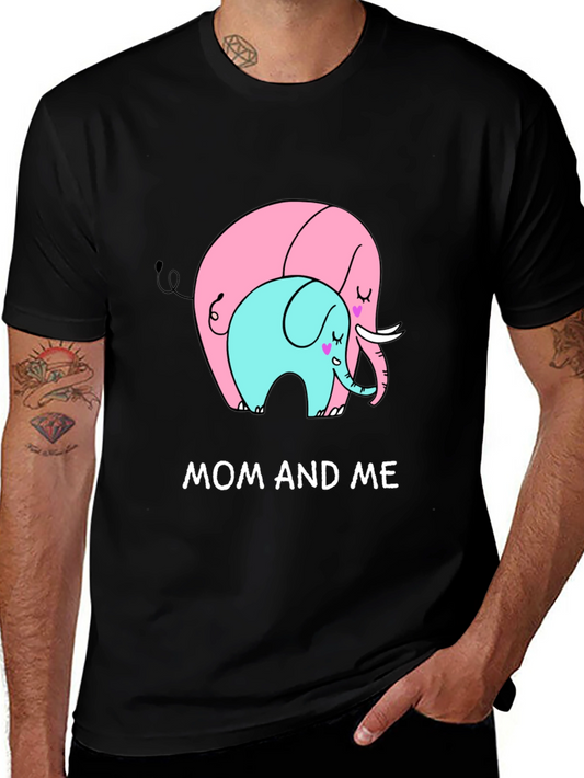 Mom and Me Elephant Graphic Tee - Black