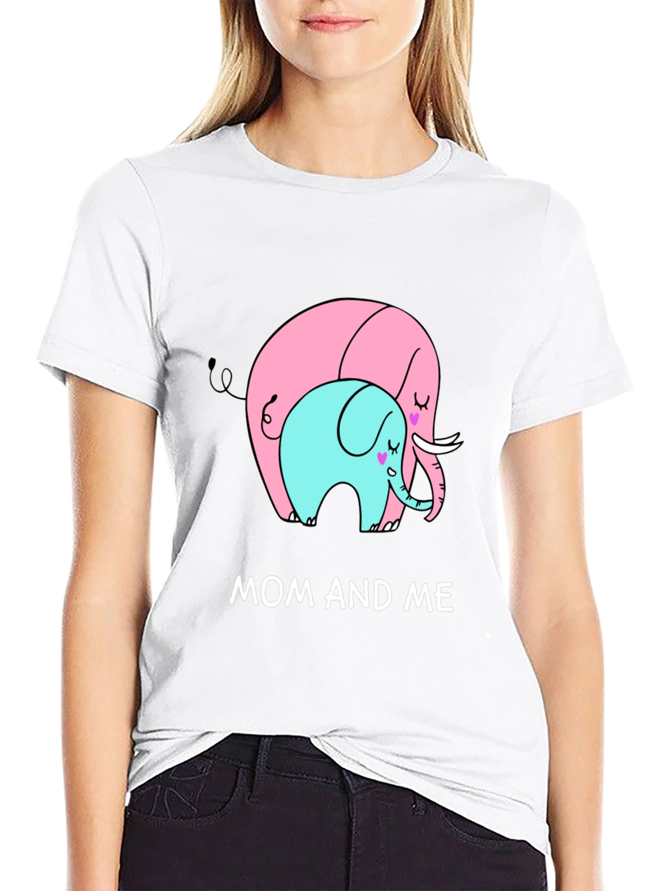 Mom and Me Elephant Graphic Tee - Black