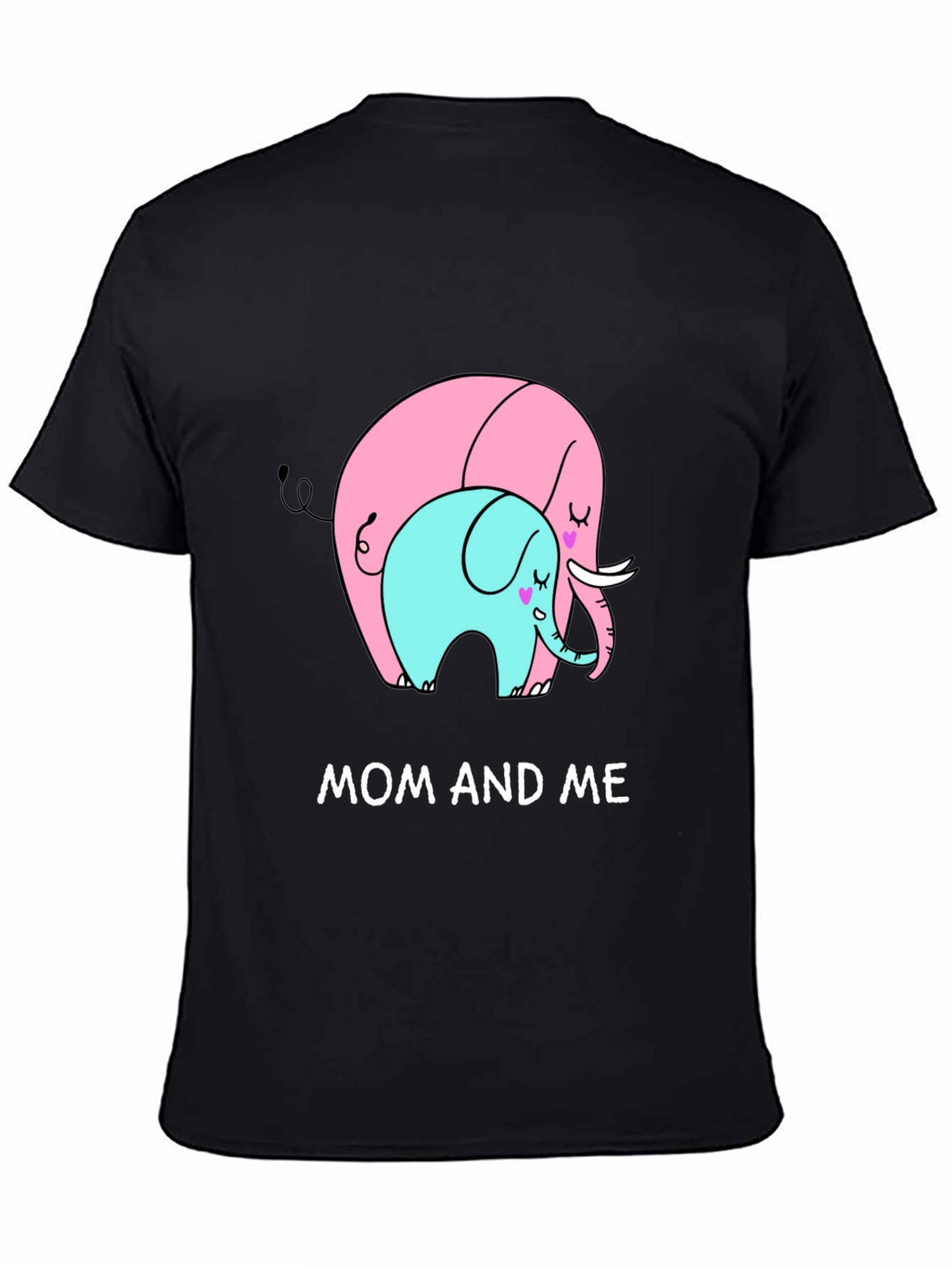 Mom and Me Elephant Graphic Tee - Black