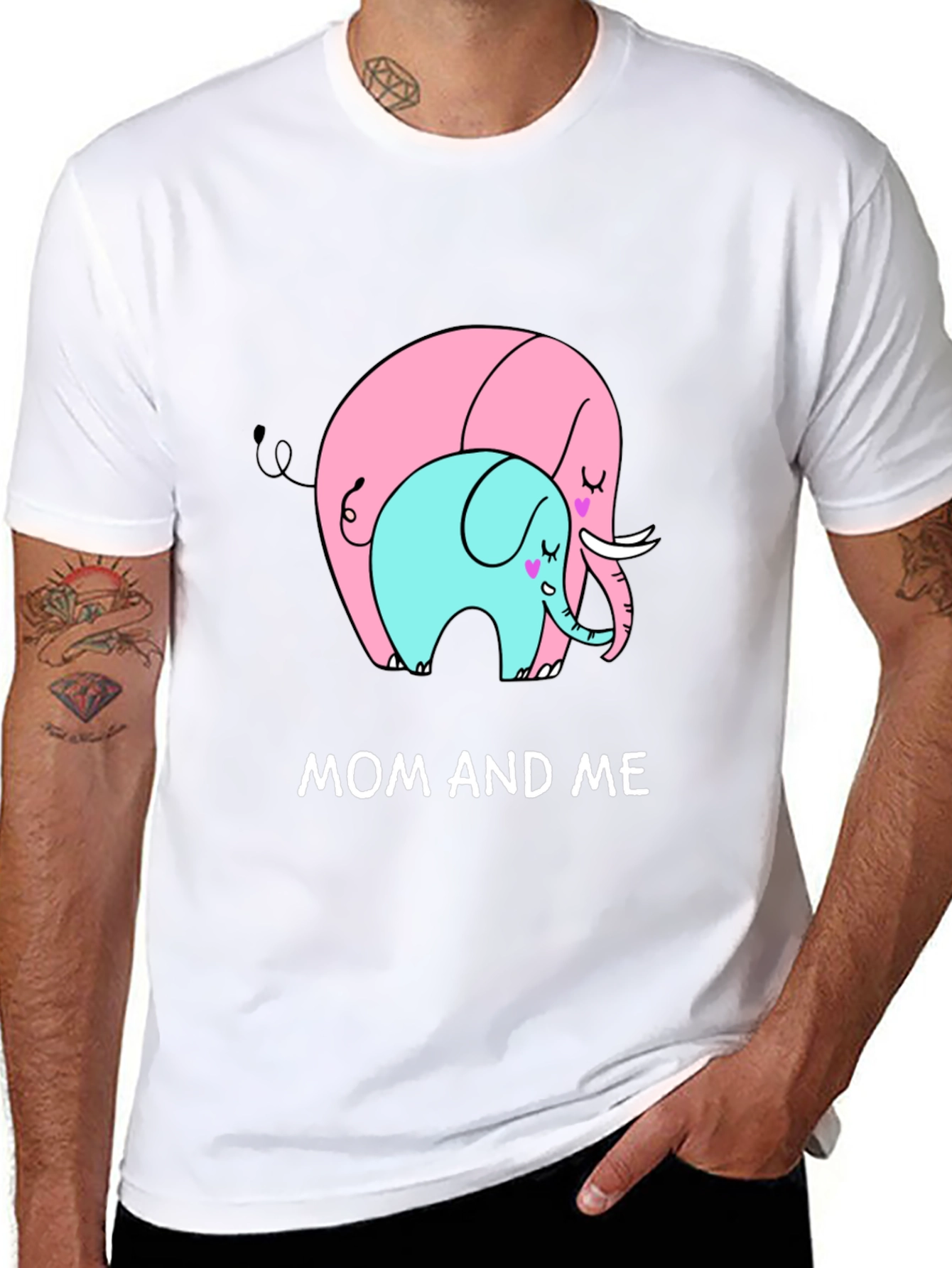 Mom and Me Elephant Graphic Tee - Black