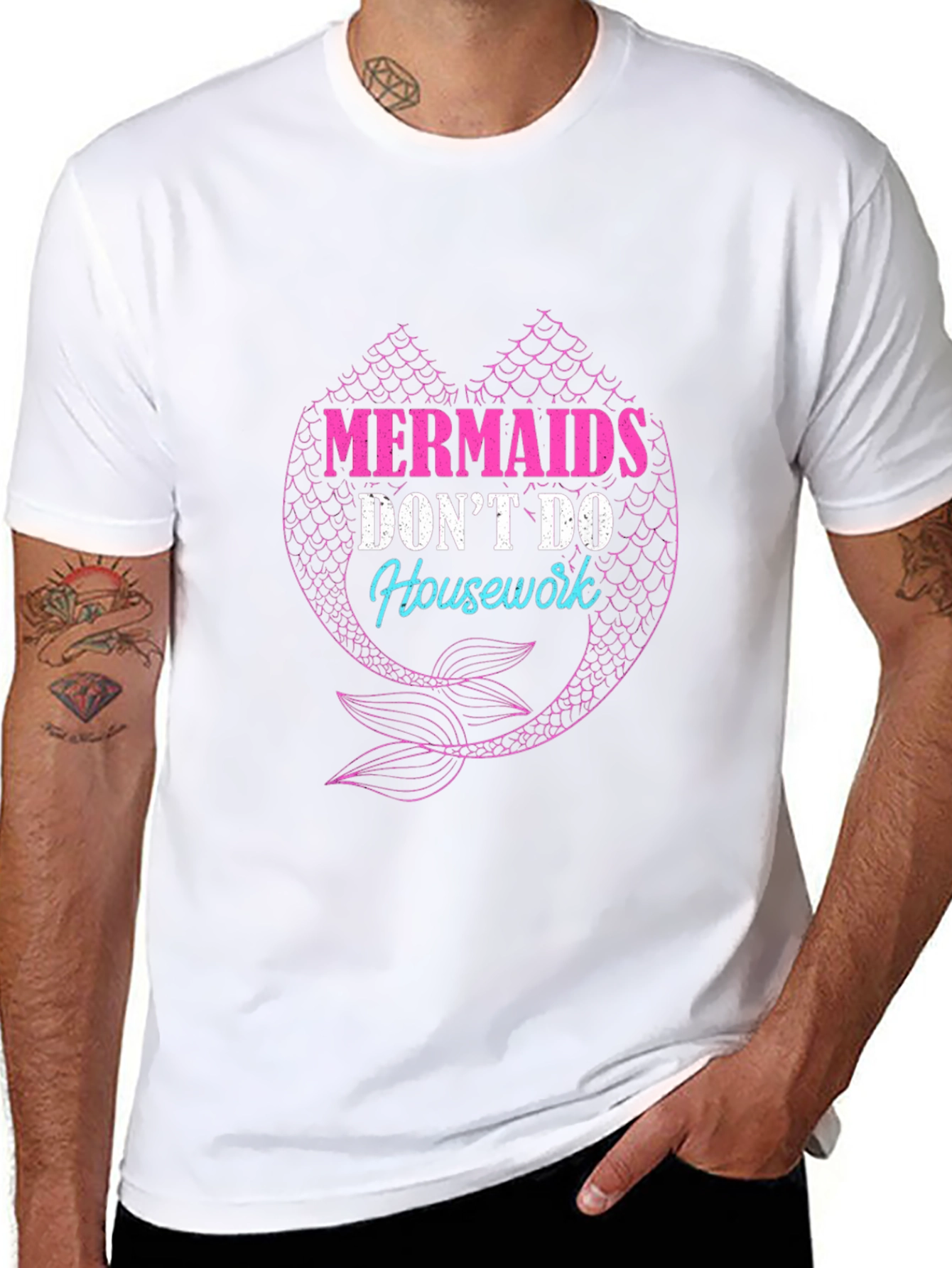 Mermaids Dont Do Housework Black T-Shirt