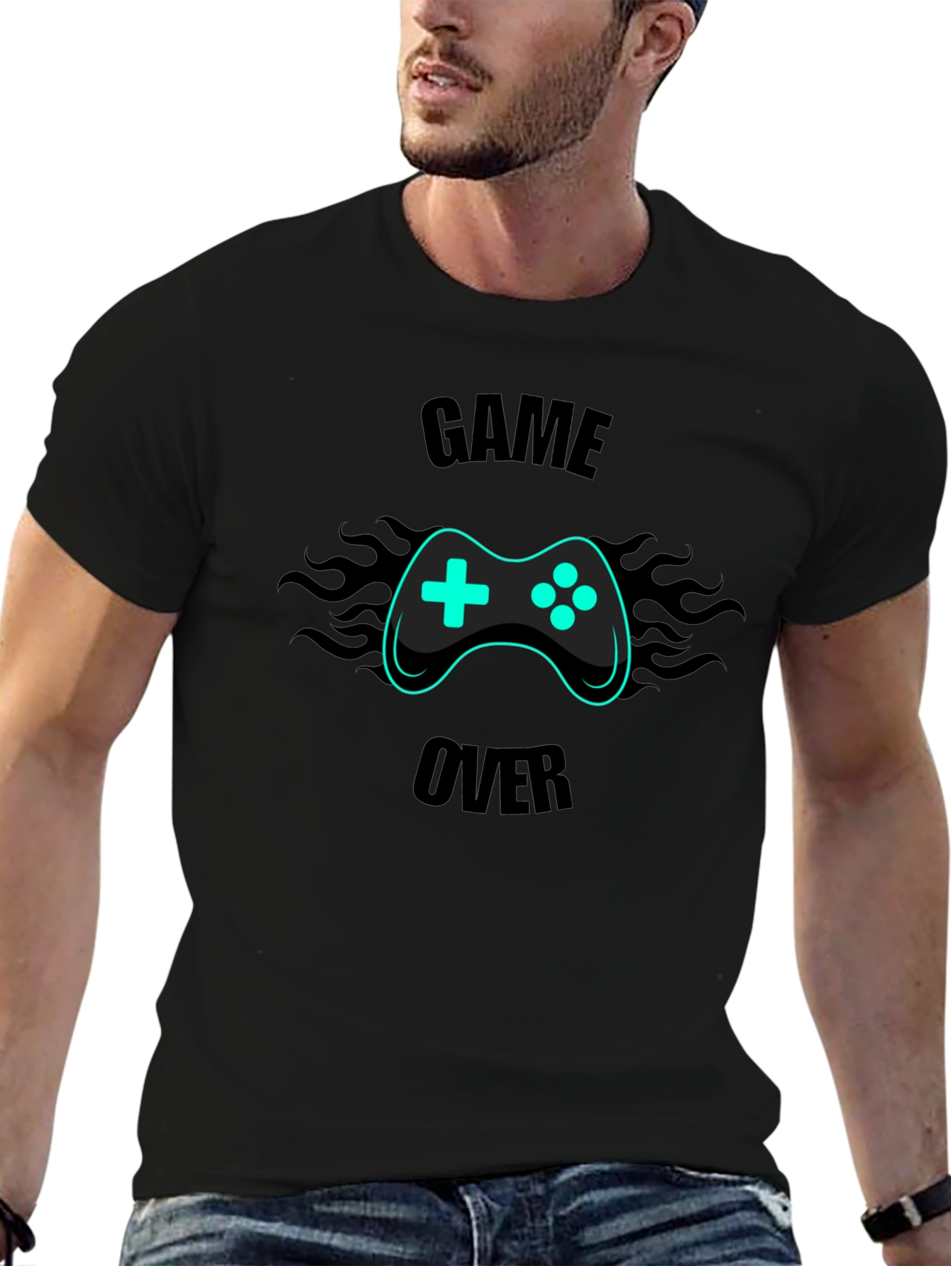 Game Over Graphic Tee - Gamer Style Black T-Shirt