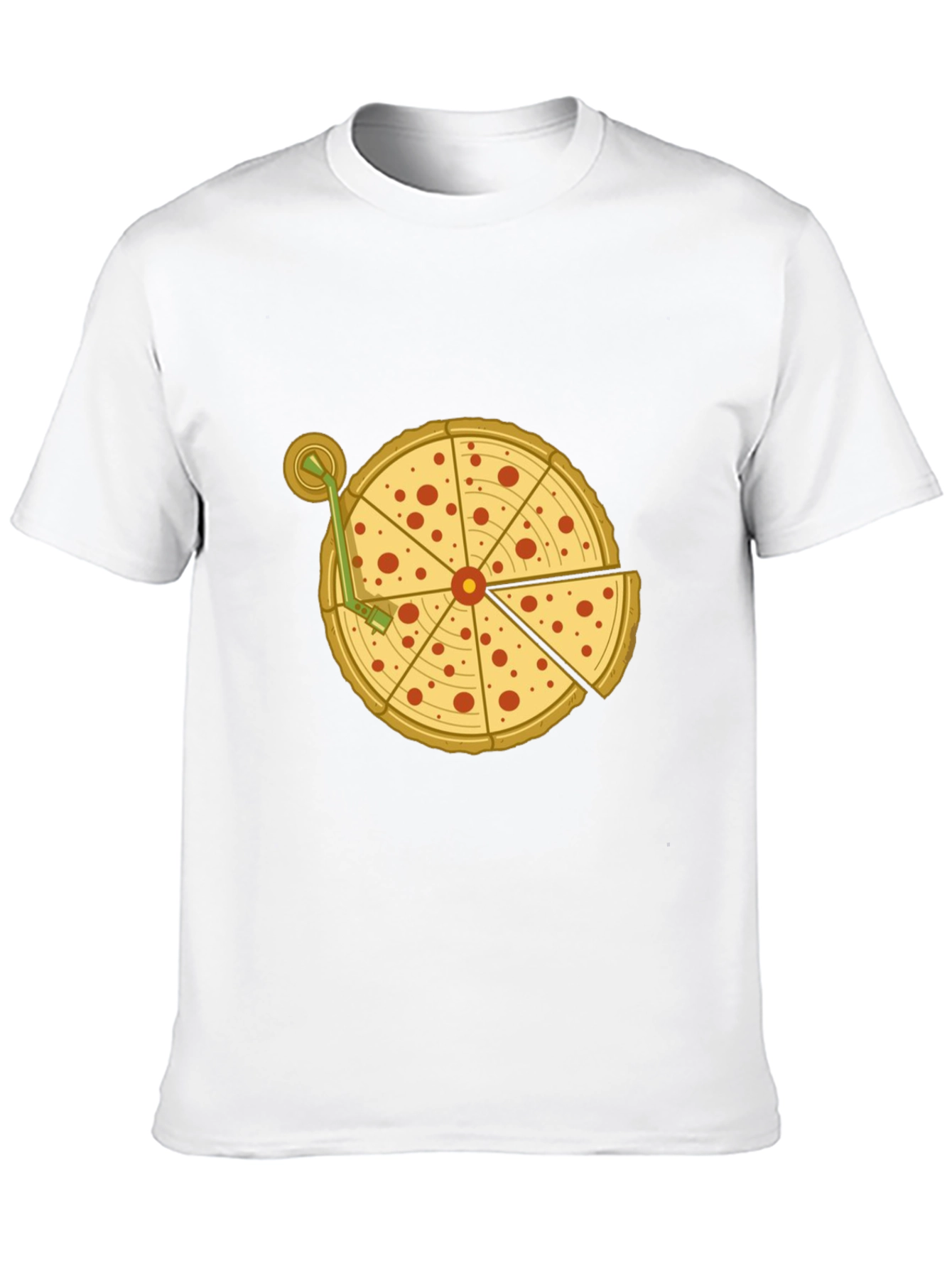 Pizza Turntable Graphic Tee - Black Cotton T-Shirt
